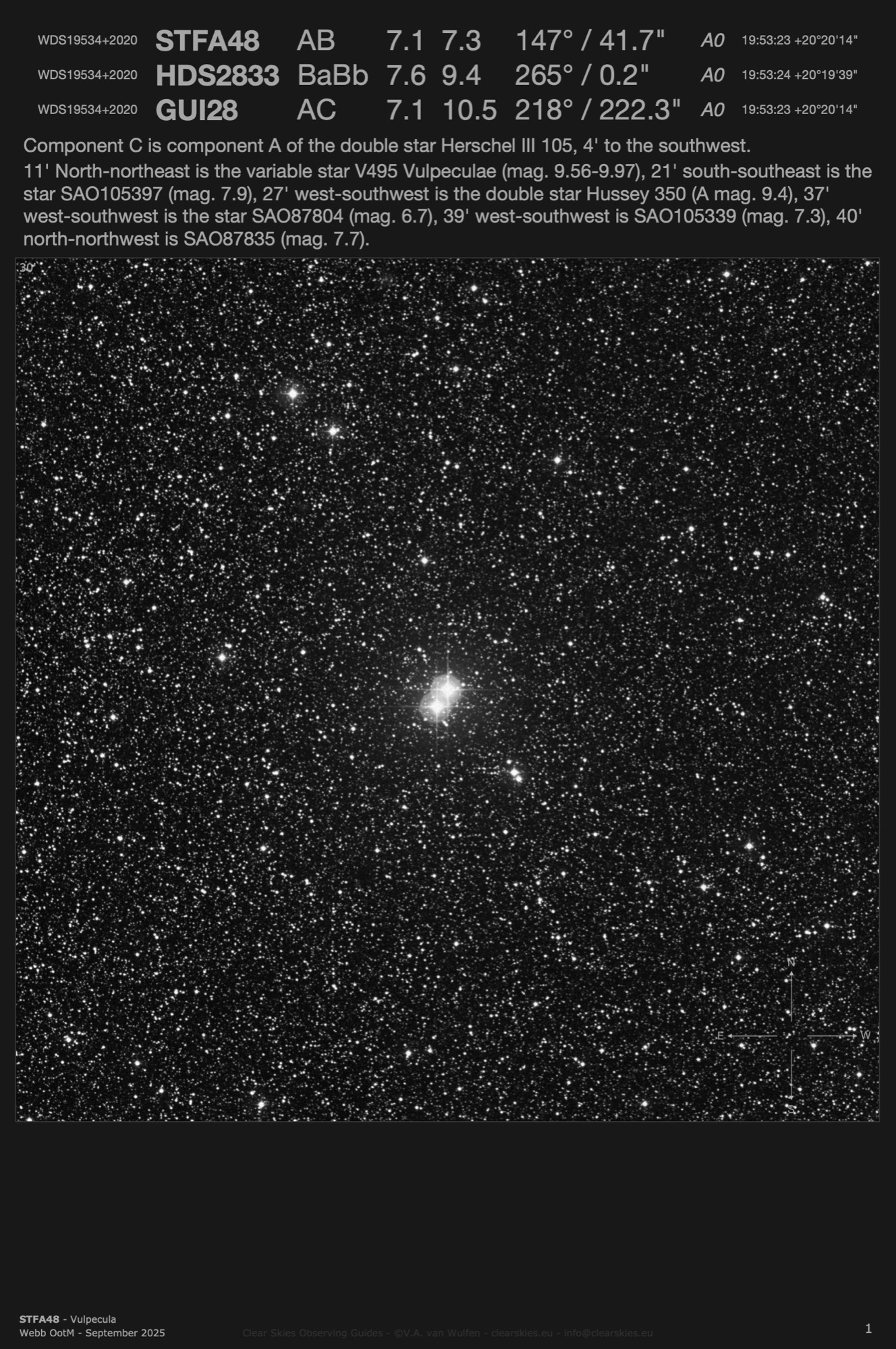 Double star STFA48 (WDS19534+2020) in Vulpecula Double star STFA48 (WDS19534+2020) in Vulpecula