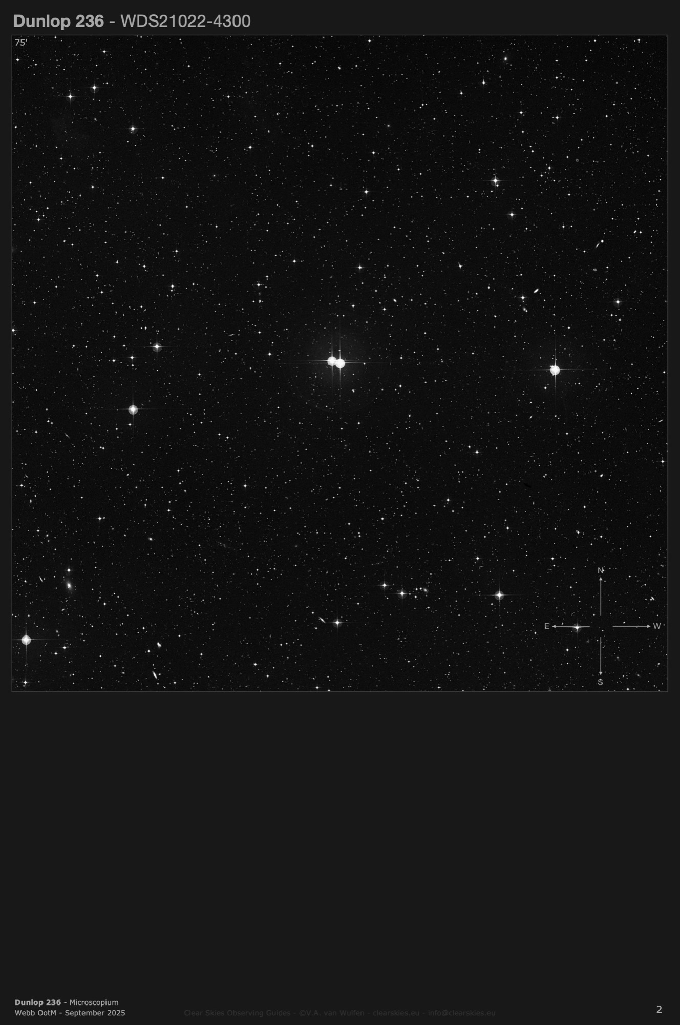 Double star Dunlop 236 (WDS21022-4300) in Microscopium Double star Dunlop 236 (WDS21022-4300) in Microscopium