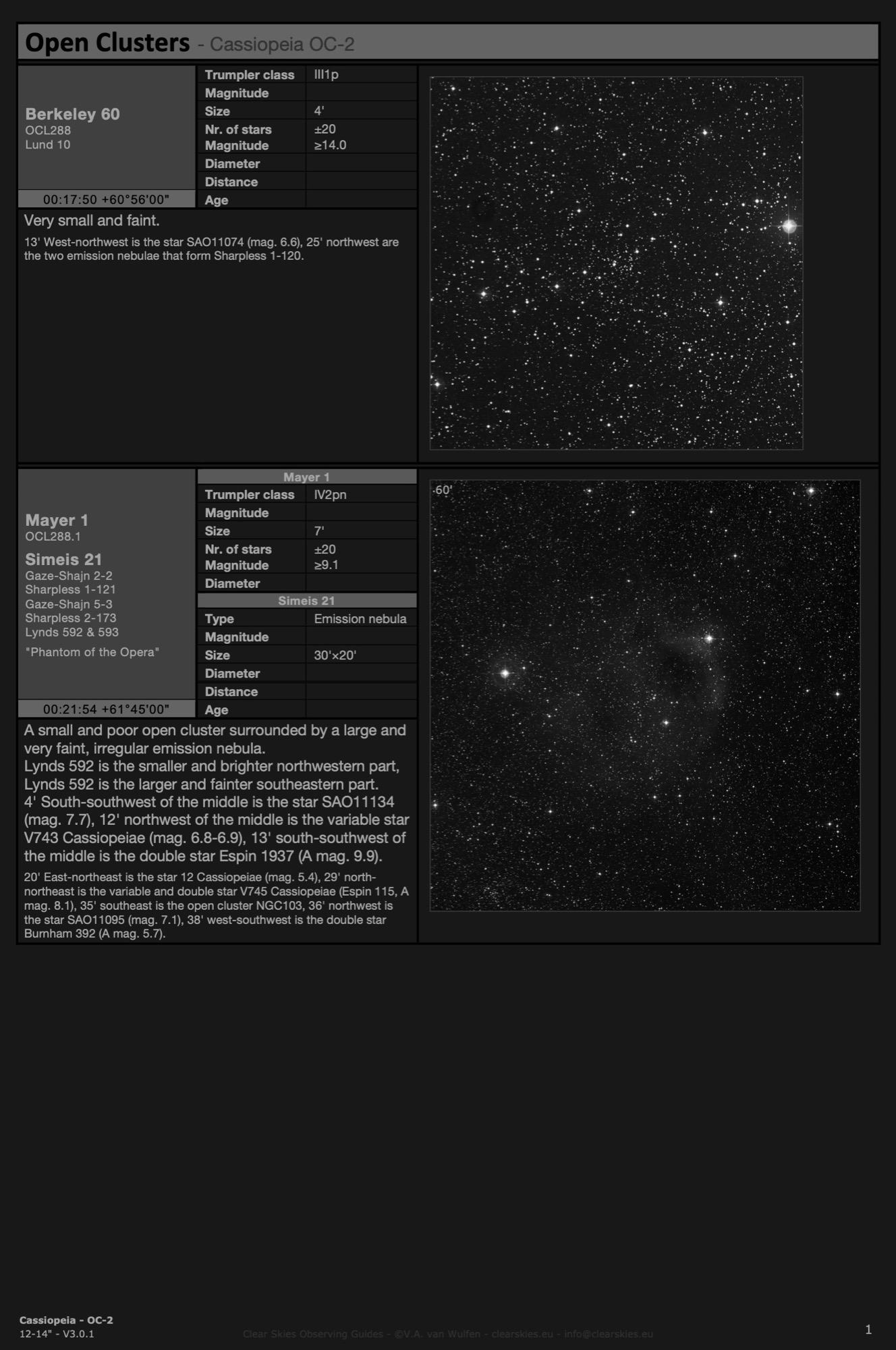 CSOG 12-14" Constellation editions - Open Clusters in Cassiopeia - OC-2, page 1 - CSOG 3.0.1 CSOG 12-14" Constellation editions - Open Clusters in Cassiopeia - OC-2, page 1 - CSOG 3.0.1