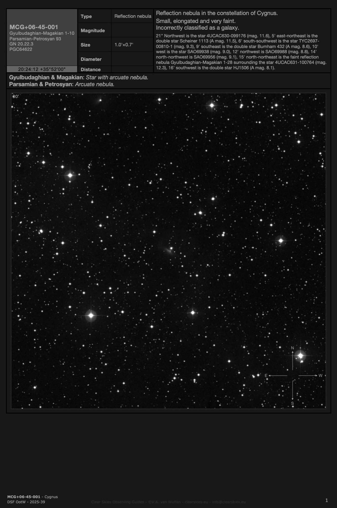 Reflection nebula MCG+06-45-001 in Cygnus Reflection nebula MCG+06-45-001 in Cygnus