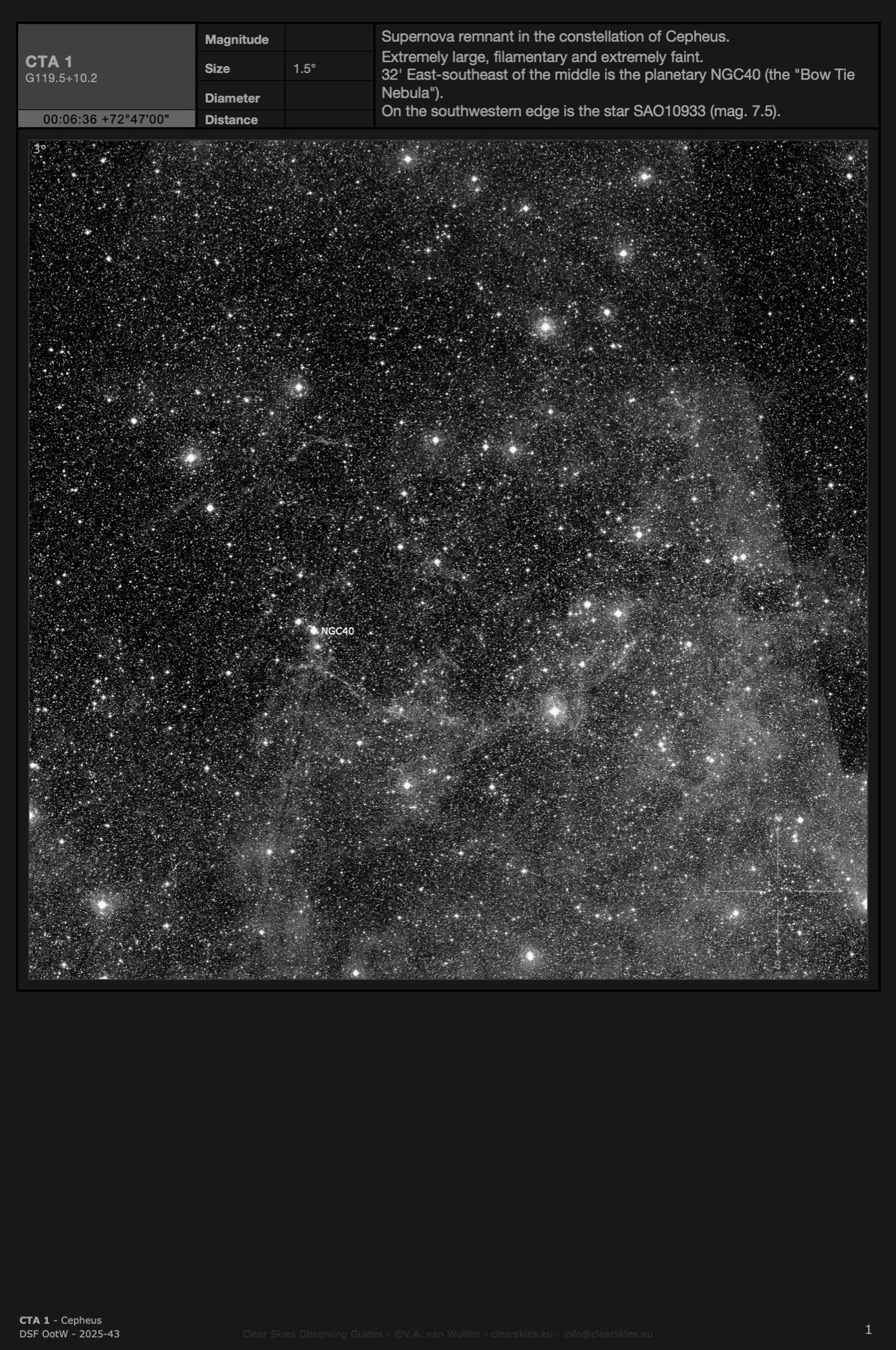 Supernova remnant CTA 1 (G119.5+10.2) in Cepheus Supernova remnant CTA 1 (G119.5+10.2) in Cepheus