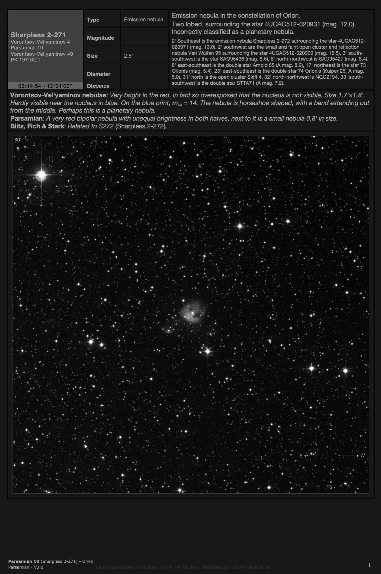 Cometary nebula Parsamian 10 (Sharpless 2-271) in Orion Cometary nebula Parsamian 10 (Sharpless 2-271) in Orion