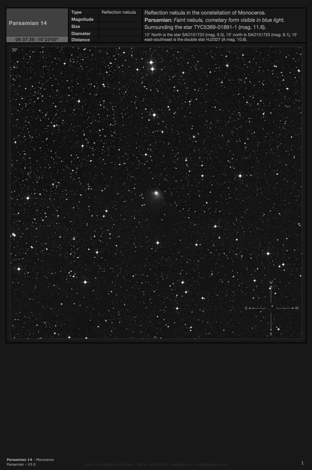 Cometary nebula Parsamian 14 in Monoceros Cometary nebula Parsamian 14 in Monoceros