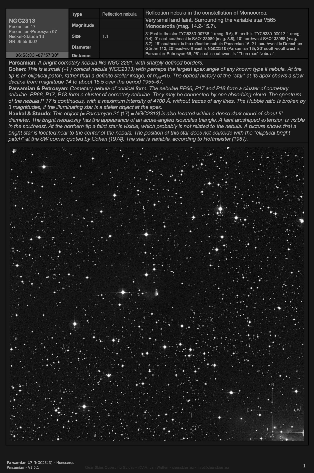 Cometary nebula Parsamian 17 (NGC2313) in Monoceros Cometary nebula Parsamian 17 (NGC2313) in Monoceros