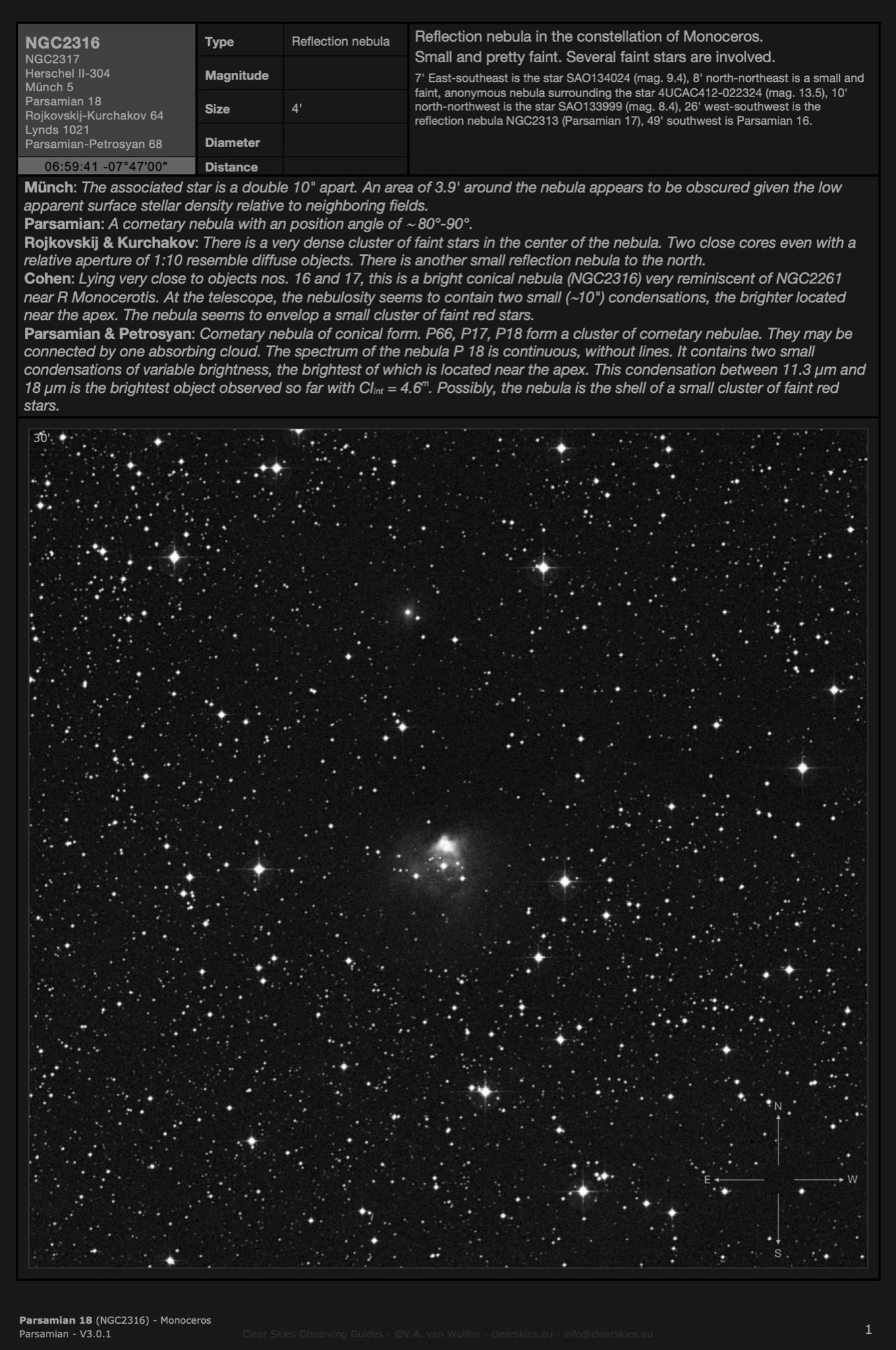 Cometary nebula Parsamian 18 (NGC2316) in Monoceros Cometary nebula Parsamian 18 (NGC2316) in Monoceros