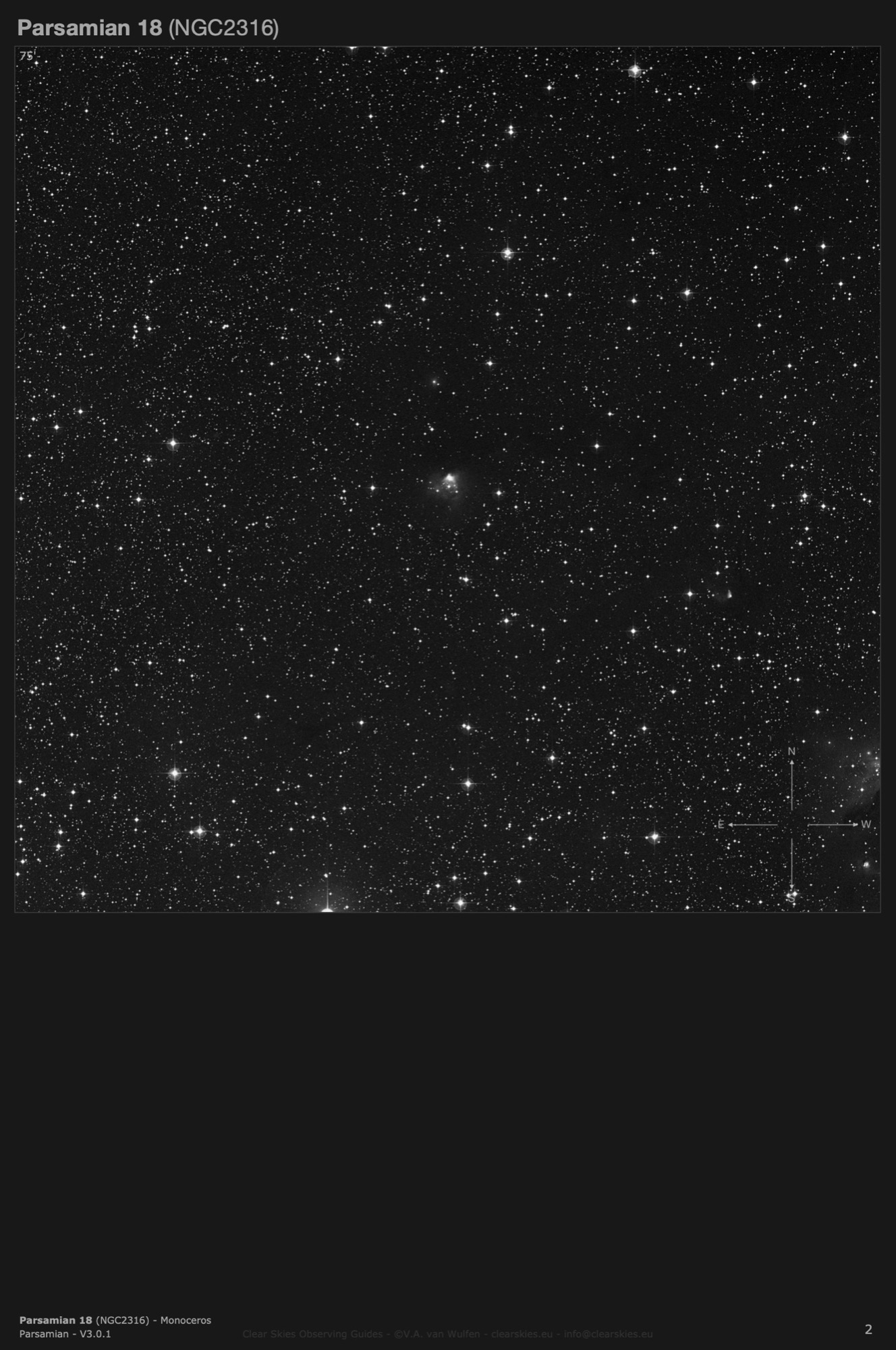 Cometary nebula Parsamian 18 (NGC2316) in Monoceros Cometary nebula Parsamian 18 (NGC2316) in Monoceros