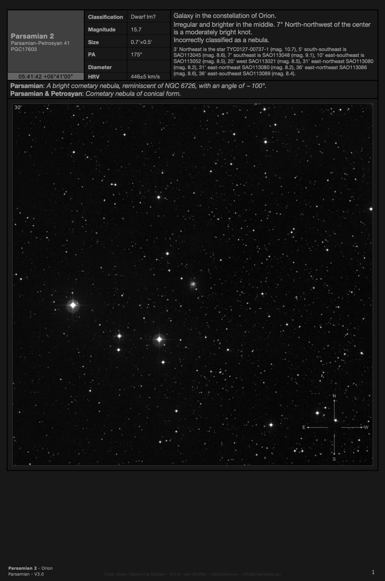 Galaxy Parsamian 2 in Orion Galaxy Parsamian 2 in Orion