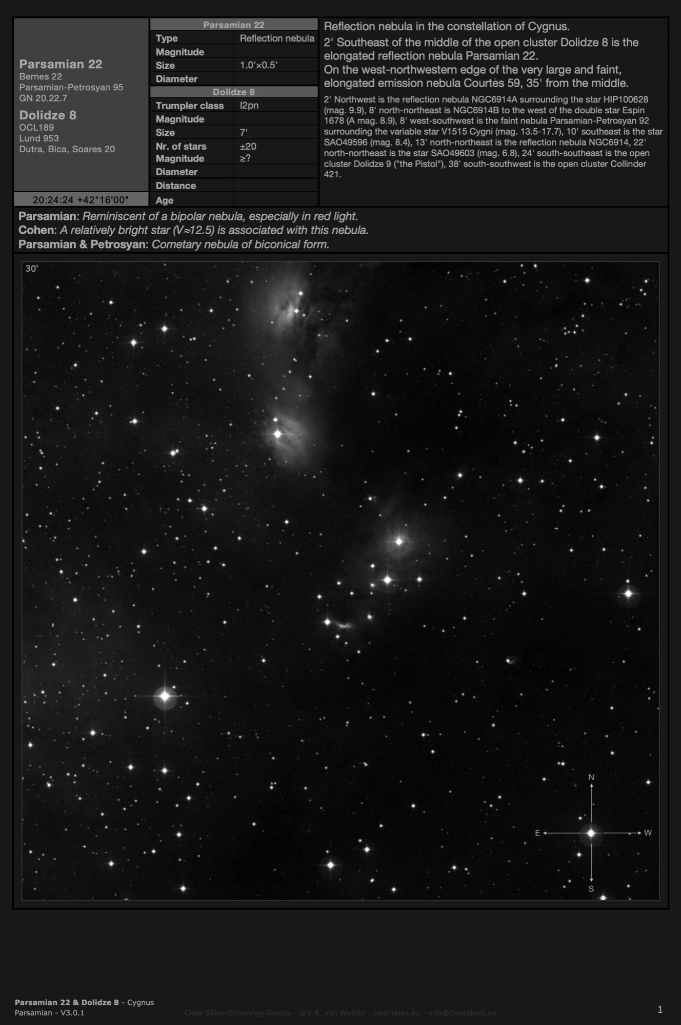 Cometary nebula Parsamian 22 in Cygnus Cometary nebula Parsamian 22 in Cygnus