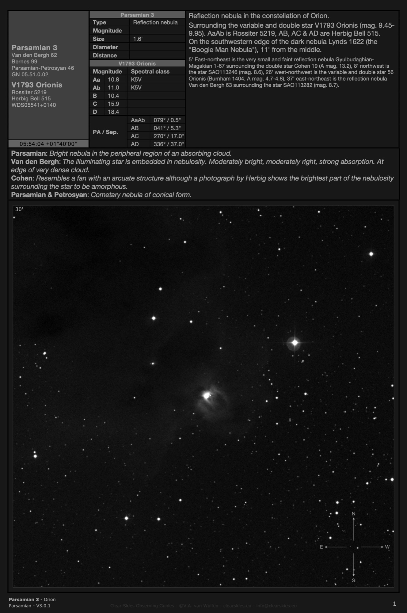 Cometary nebula Parsamian 3 in Orion Cometary nebula Parsamian 3 in Orion