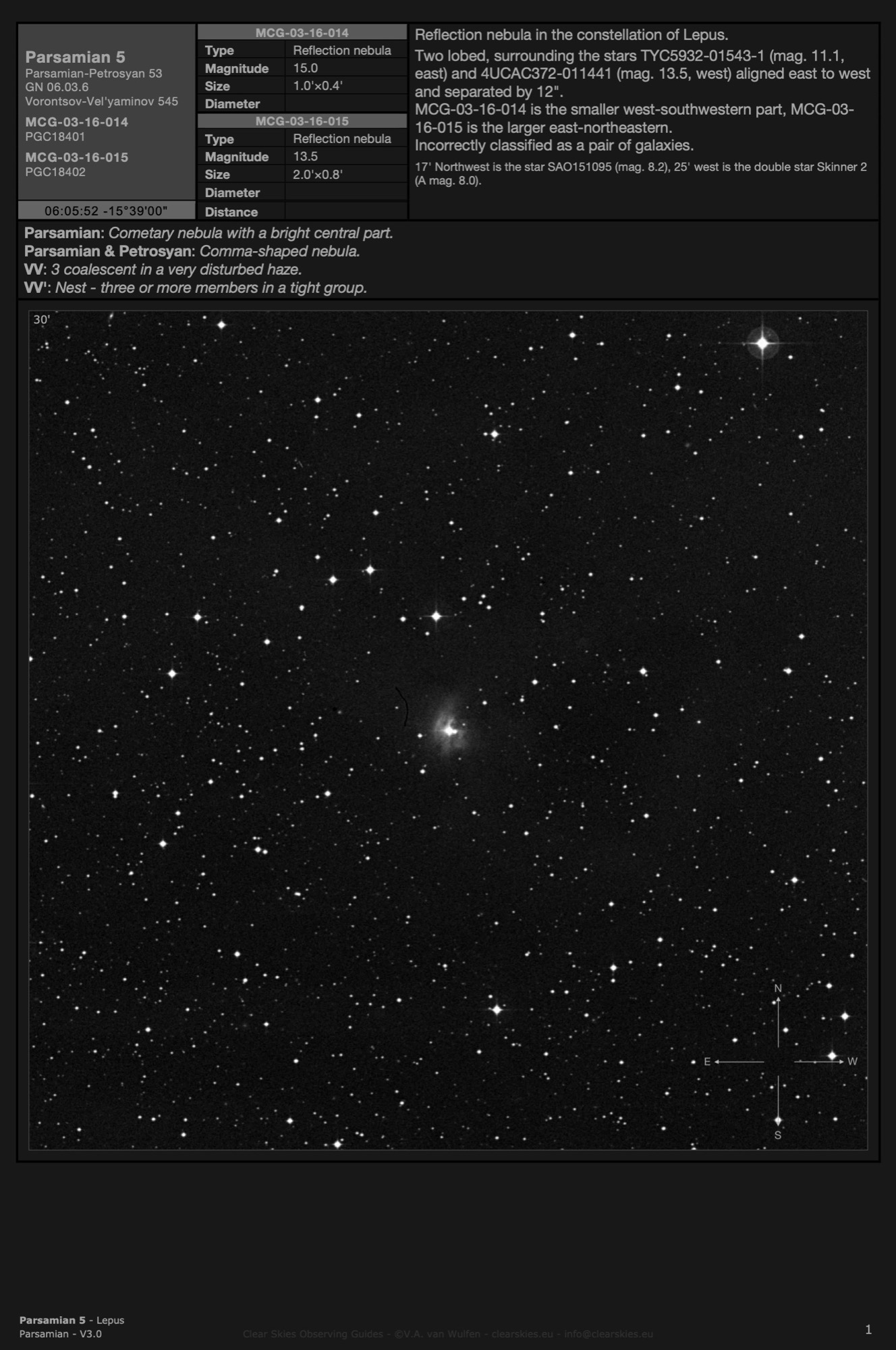 Cometary nebula Parsamian 5 in Lepus Cometary nebula Parsamian 5 in Lepus