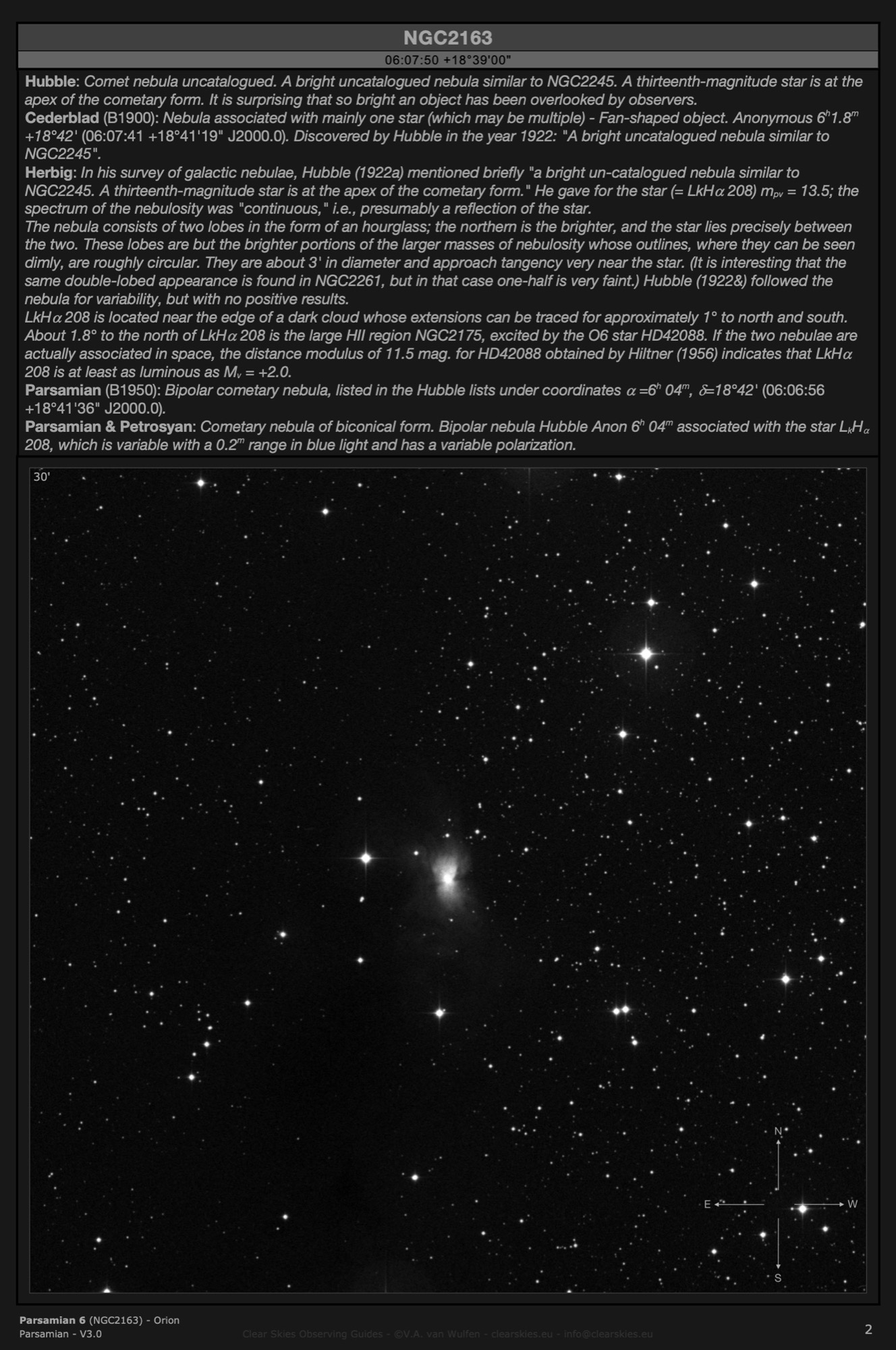 Cometary nebula Parsamian 6 (NGC2163) in Orion Cometary nebula Parsamian 6 (NGC2163) in Orion