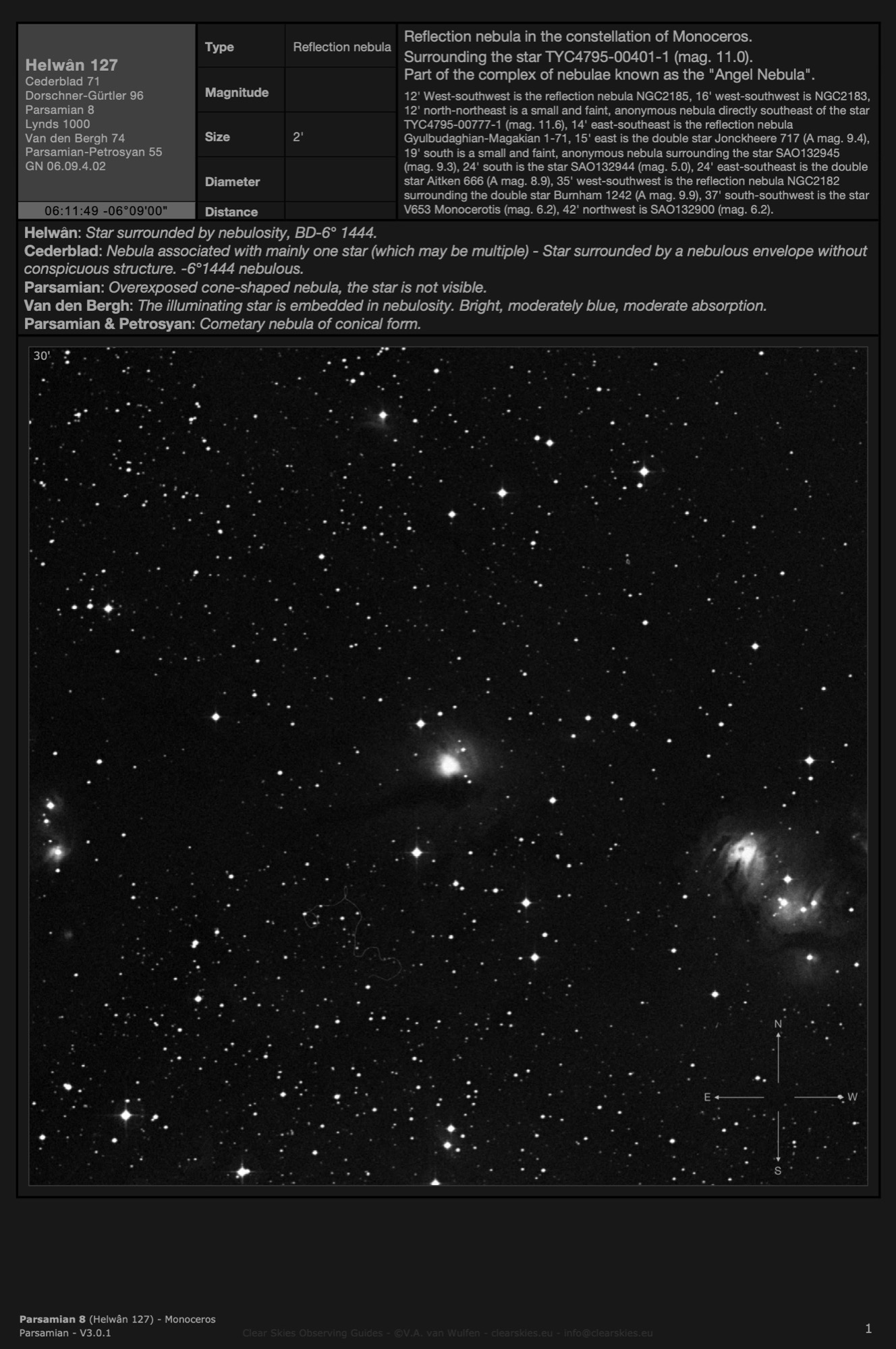 Cometary nebula Parsamian 8 (Helwân 127) in Monoceros Cometary nebula Parsamian 8 (Helwân 127) in Monoceros