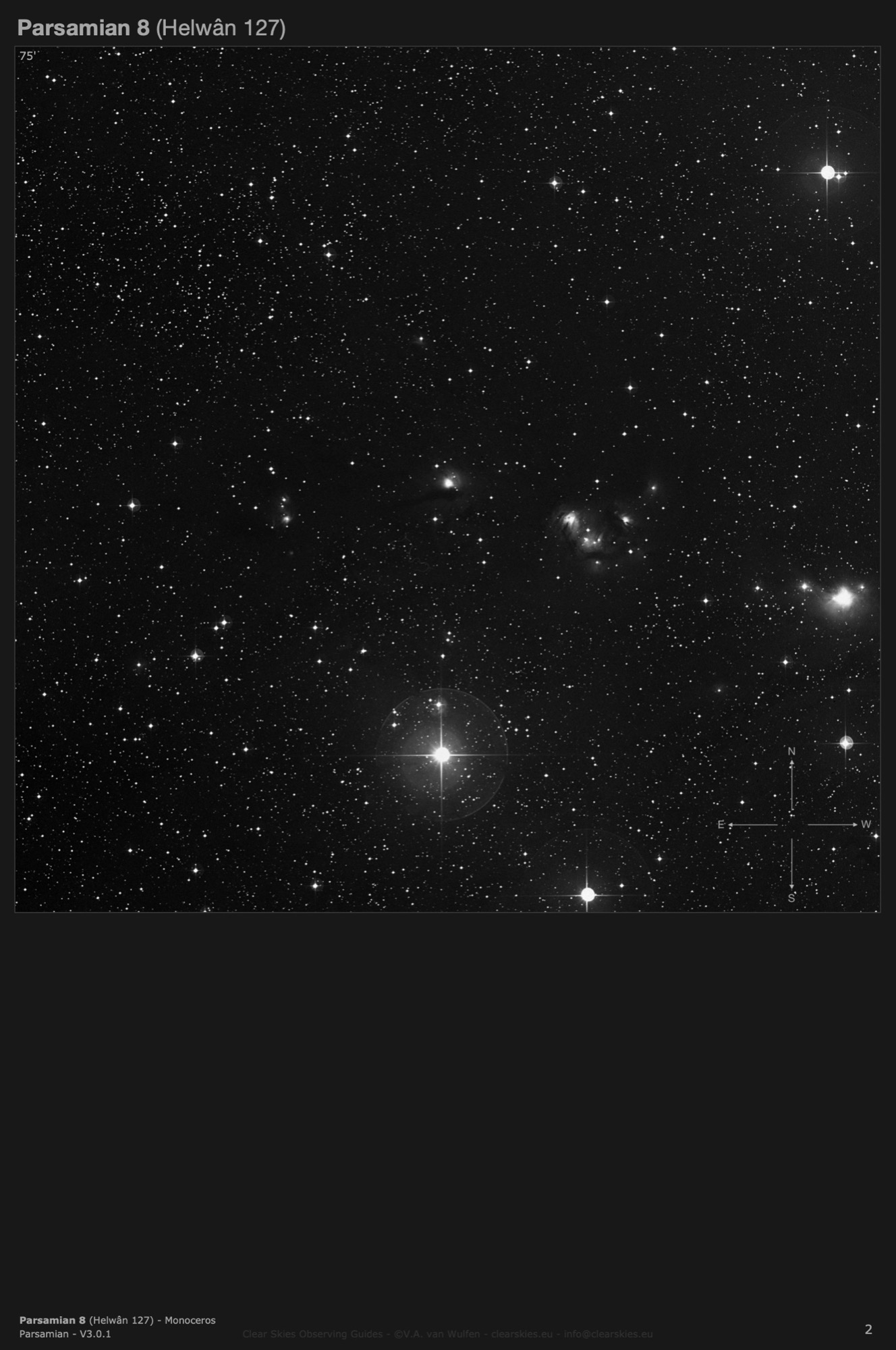 Cometary nebula Parsamian 8 (Helwân 127) in Monoceros Cometary nebula Parsamian 8 (Helwân 127) in Monoceros