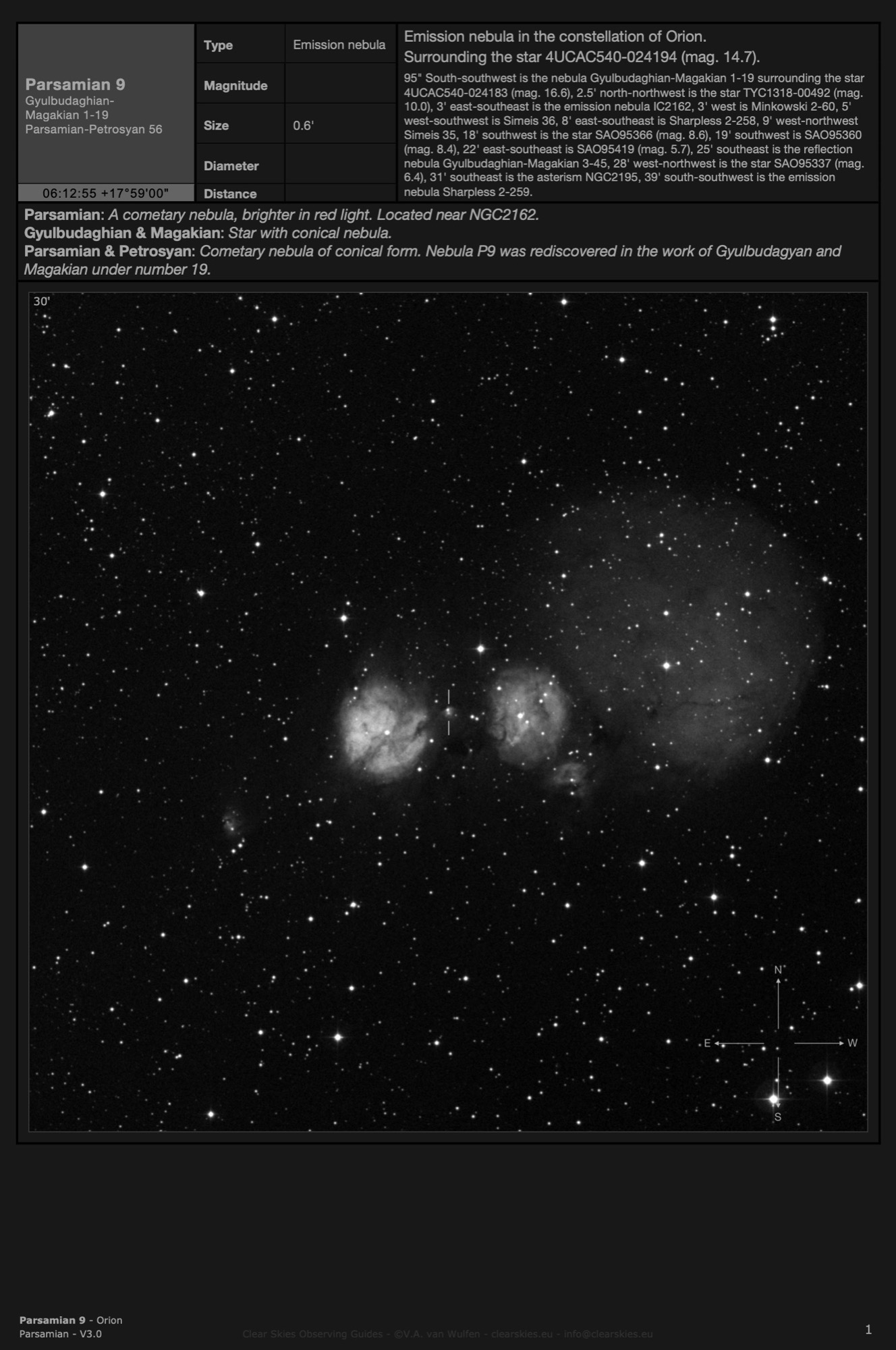 Cometary nebula Parsamian 9 in Orion Cometary nebula Parsamian 9 in Orion