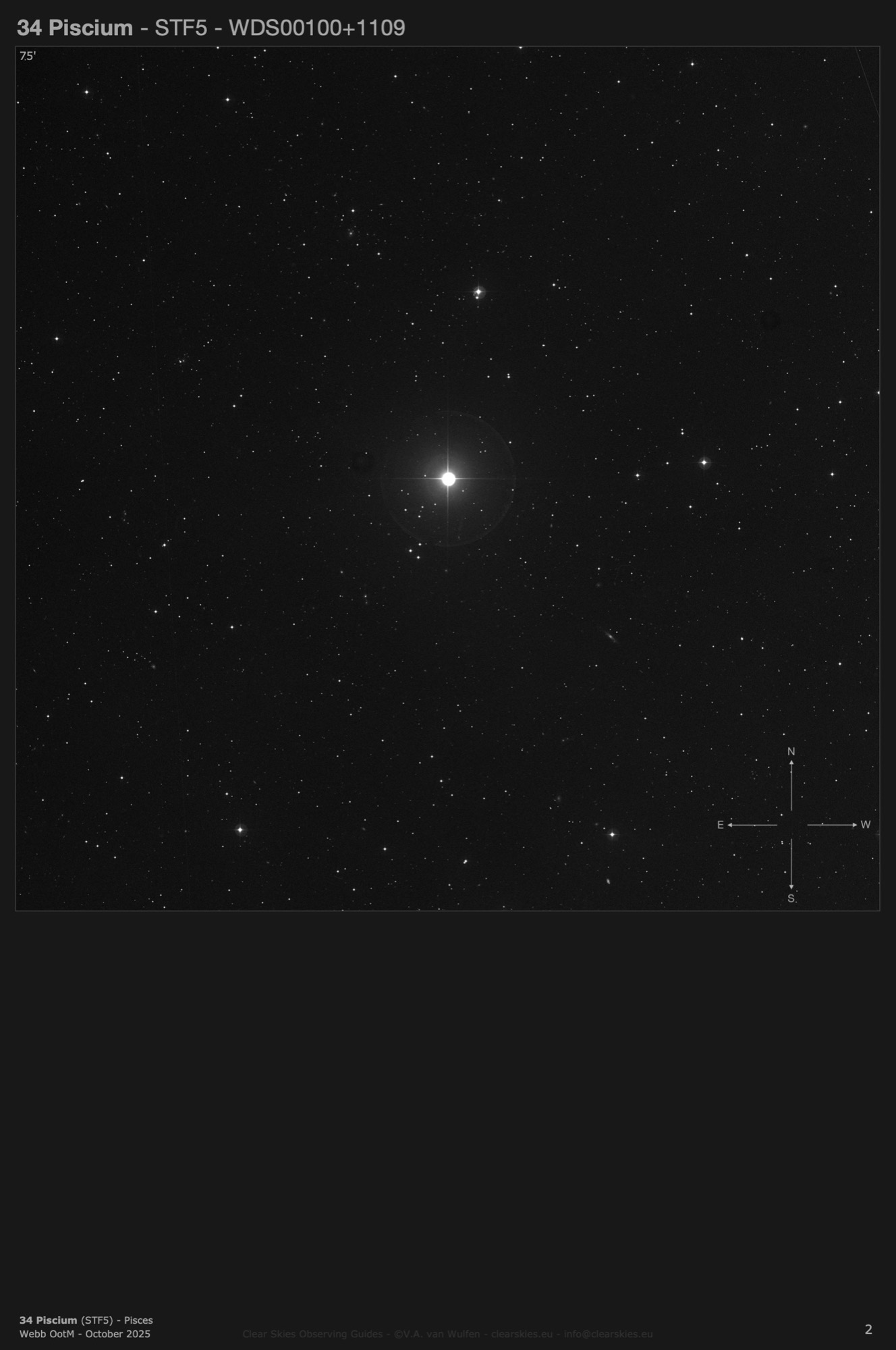 Double star 34 Piscium (STF5 - WDS00100+1109) in Pisces Double star 34 Piscium (STF5 - WDS00100+1109) in Pisces