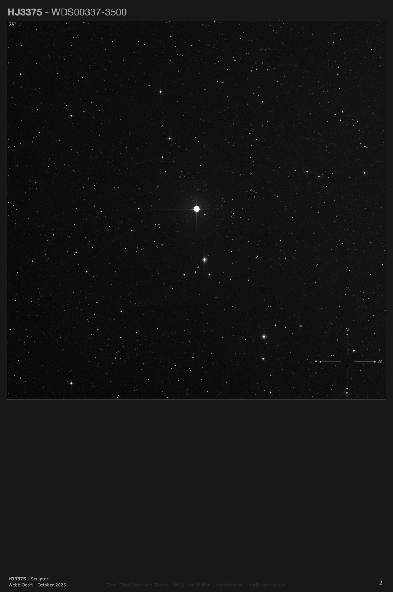 Double star HJ3375 (WDS00337-3500) in Sculptor Double star HJ3375 (WDS00337-3500) in Sculptor