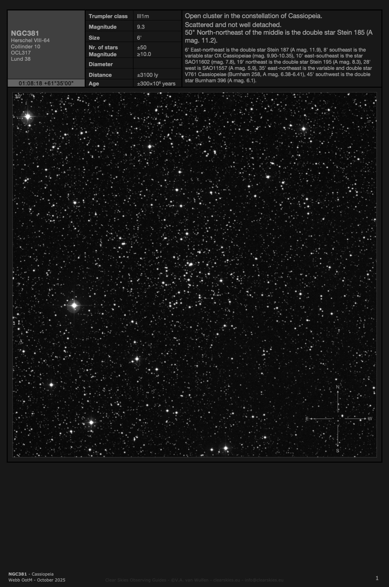 Open cluster NGC381 in Cassiopeia Open cluster NGC381 in Cassiopeia