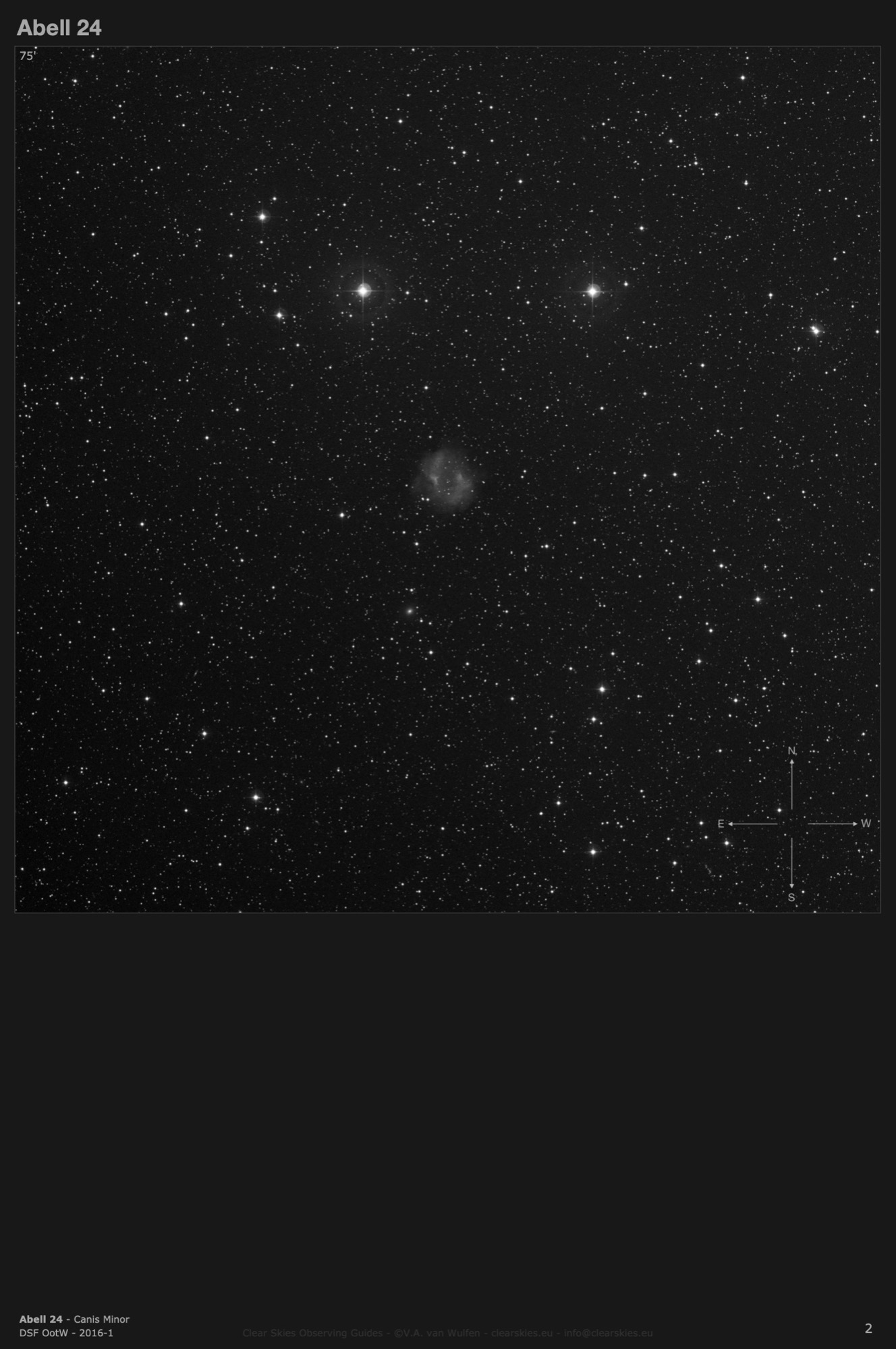 Planetary nebula Abell 24 (PK 217+14.1) in Canis Minor Planetary nebula Abell 24 (PK 217+14.1) in Canis Minor