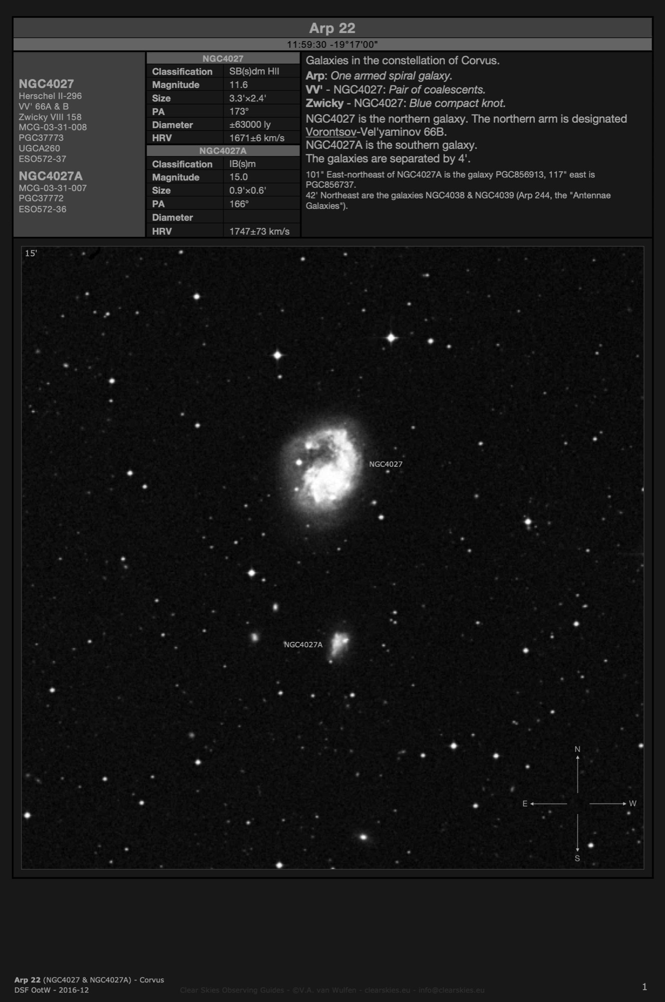 Galaxy pair Arp 22 (NGC4027 & NGC4027A) in Corvus Galaxy pair Arp 22 (NGC4027 & NGC4027A) in Corvus