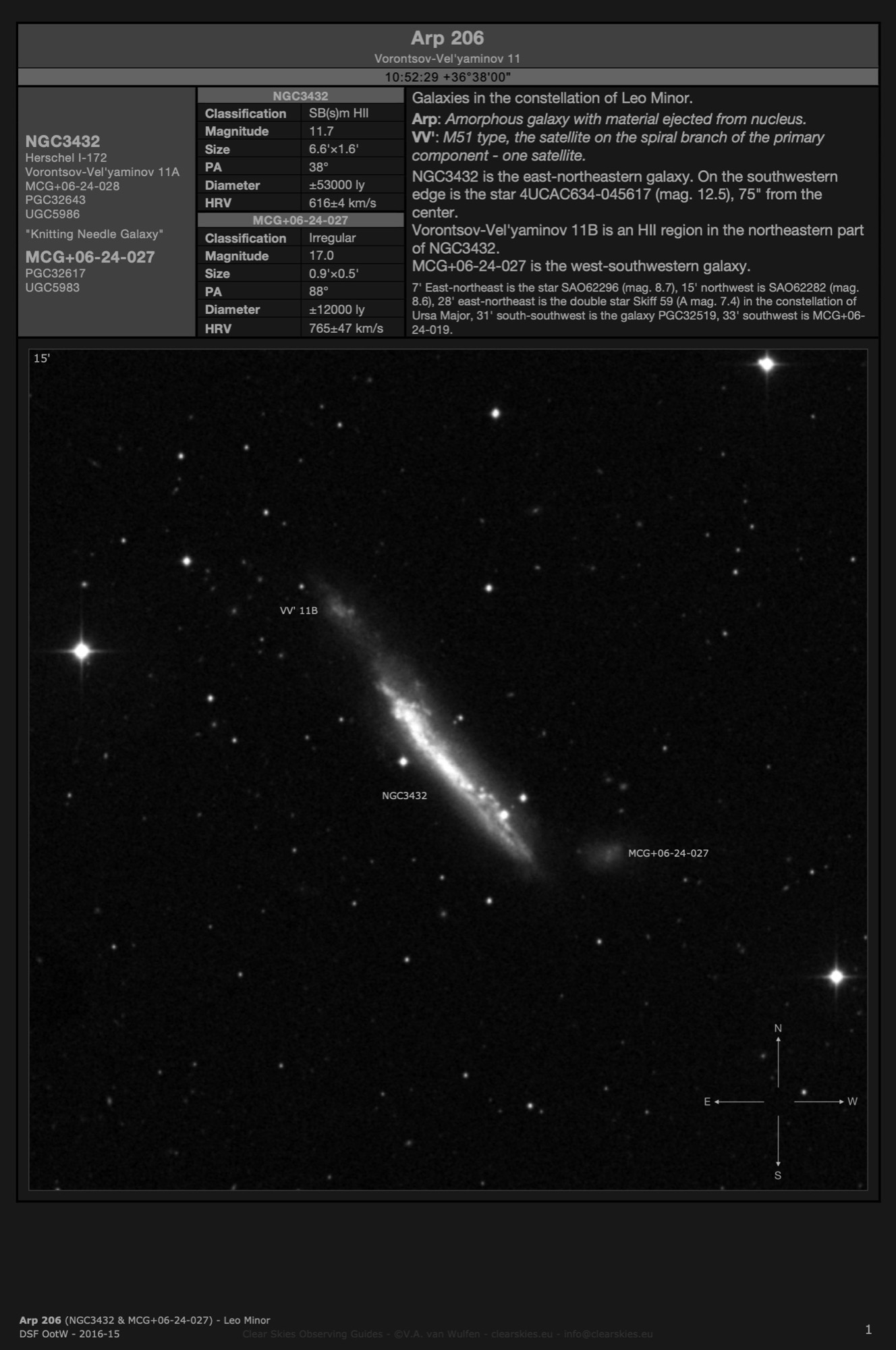 Galaxy pair Arp 206 (NGC3432 - the "Knitting Needle Galaxy" & MCG+06-24-027) in Leo Minor Galaxy pair Arp 206 (NGC3432 - the "Knitting Needle Galaxy" & MCG+06-24-027) in Leo Minor