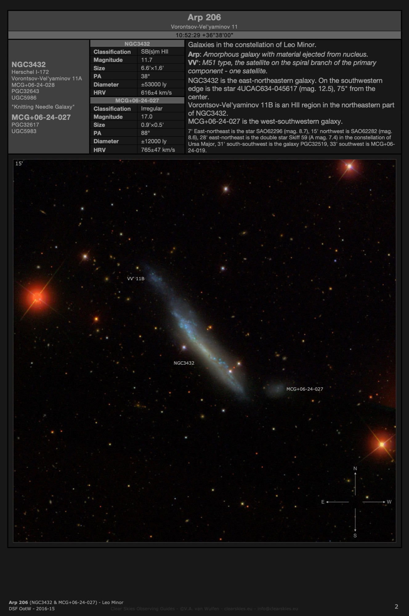 Galaxy pair Arp 206 (NGC3432 - the "Knitting Needle Galaxy" & MCG+06-24-027) in Leo Minor Galaxy pair Arp 206 (NGC3432 - the "Knitting Needle Galaxy" & MCG+06-24-027) in Leo Minor