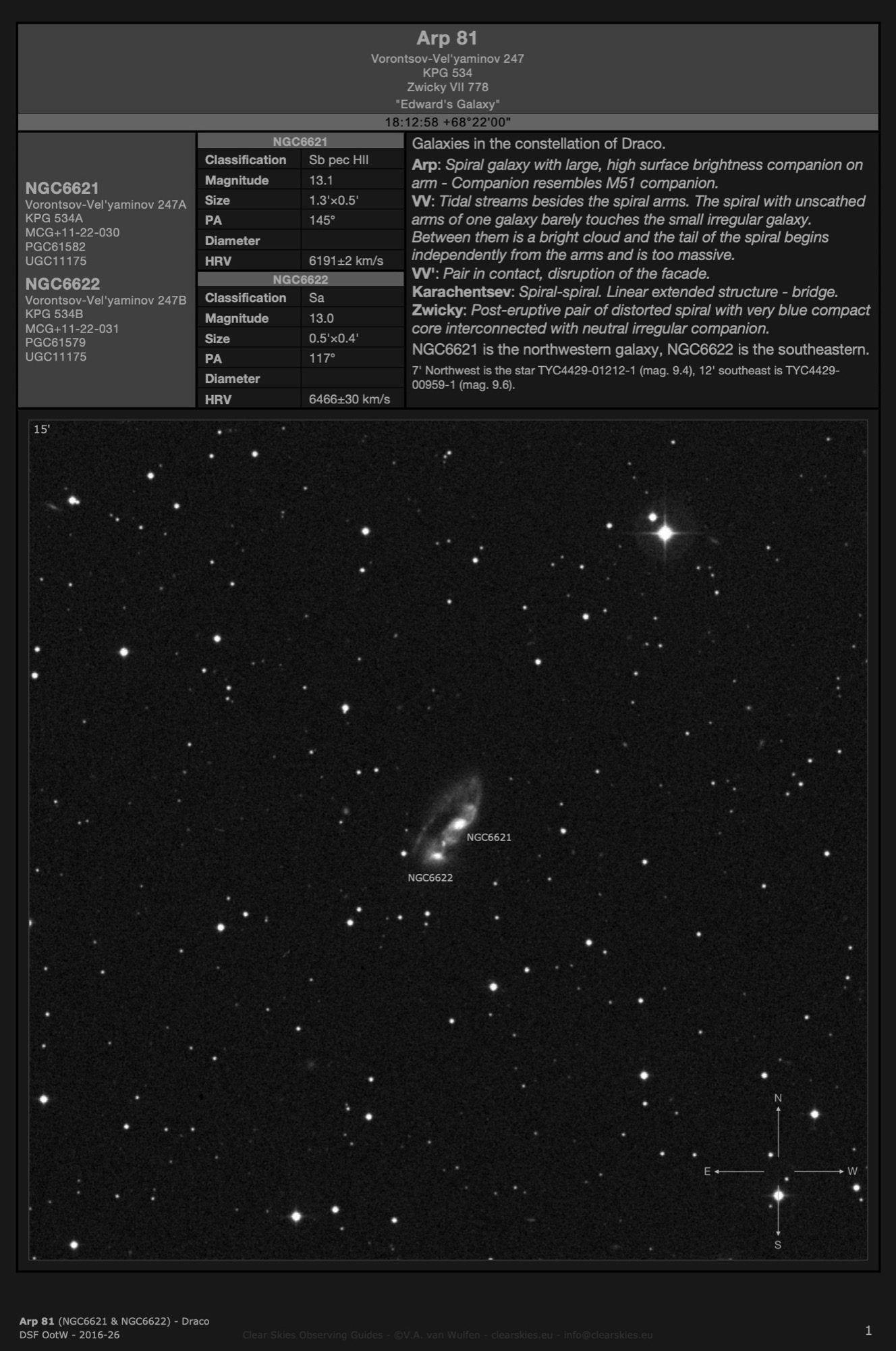 Galaxy pair Arp 81 (NGC6621 & NGC6622) - "Edward's Galaxy" in Draco Galaxy pair Arp 81 (NGC6621 & NGC6622) - "Edward's Galaxy" in Draco