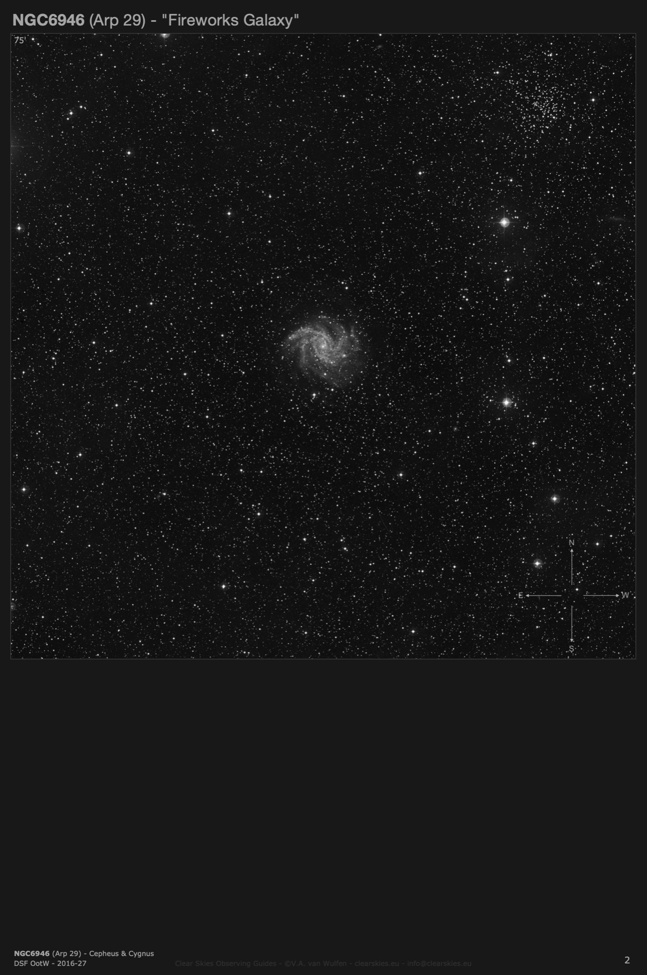 Galaxy NGC6946 (Arp 29) - the "Fireworks Galaxy" on the border of the constellation of Cygnus & Cepheus Galaxy NGC6946 (Arp 29) - the "Fireworks Galaxy" on the border of the constellation of Cygnus & Cepheus