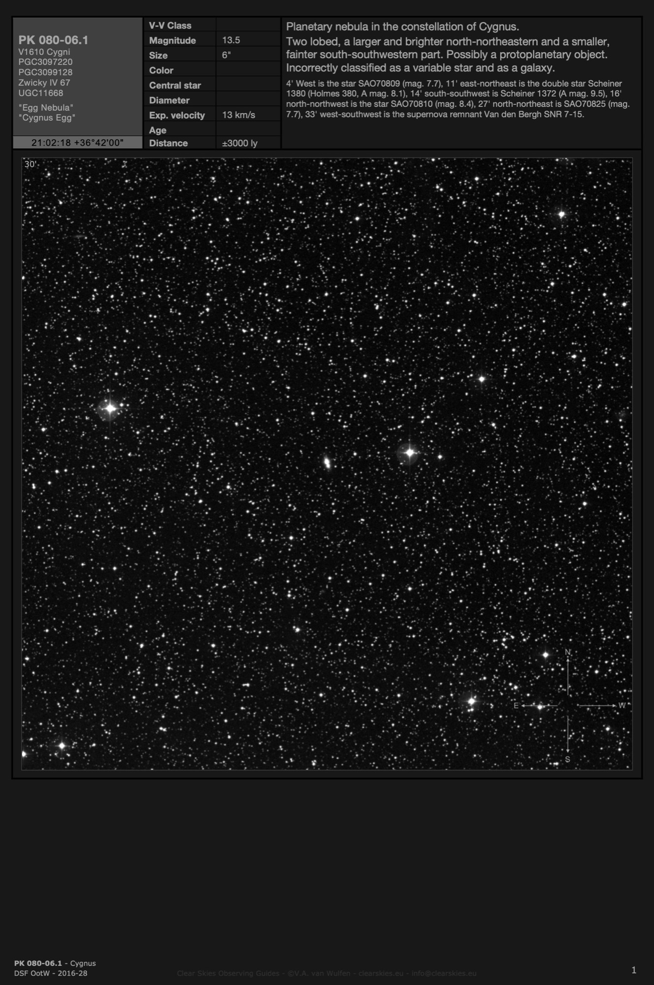 Planetary nebula PK 080-06.1 - the "Egg Nebula" in Cygnus Planetary nebula PK 080-06.1 - the "Egg Nebula" in Cygnus