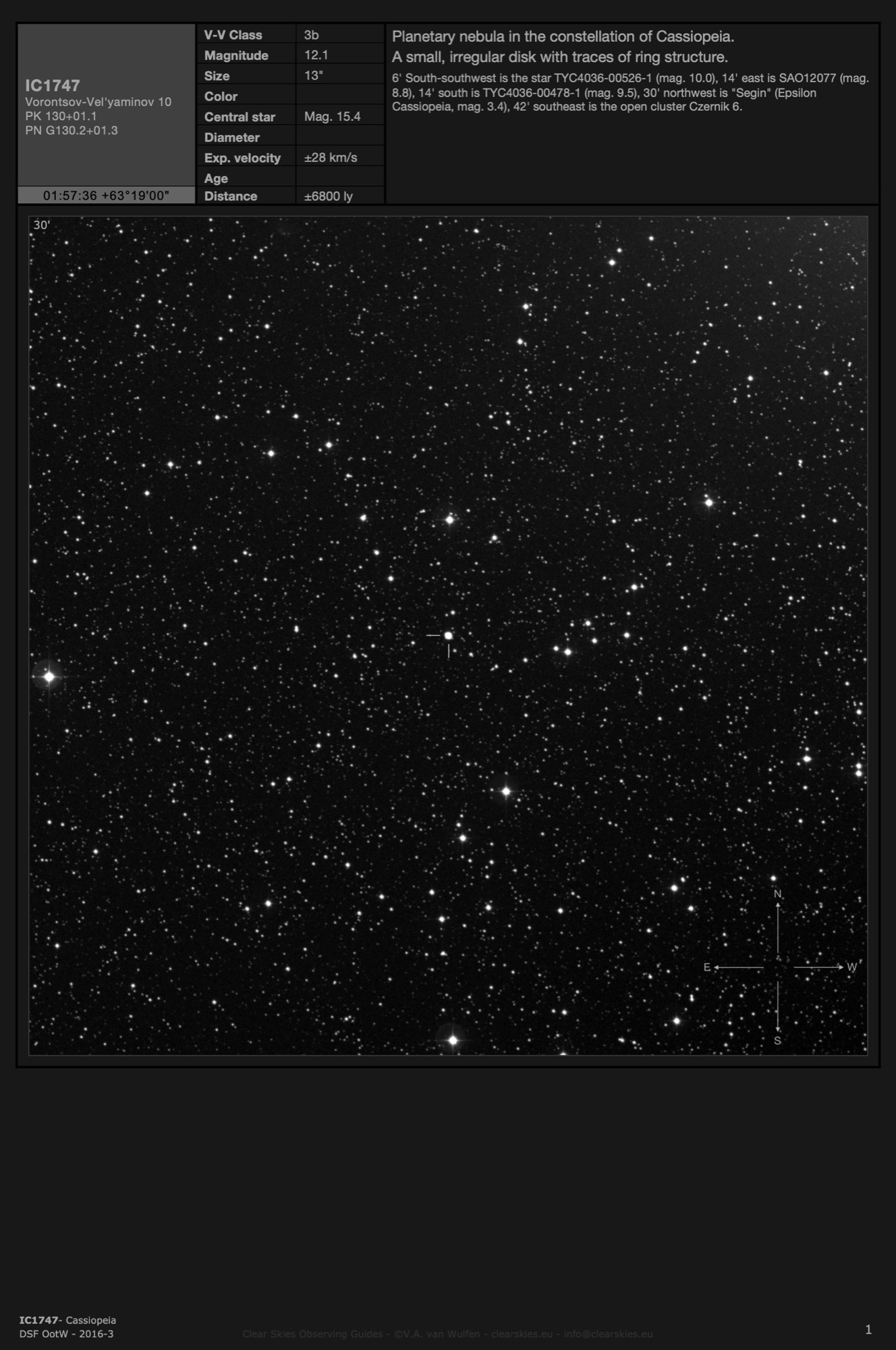 Planetary nebula IC1747 in Cassiopeia Planetary nebula IC1747 in Cassiopeia