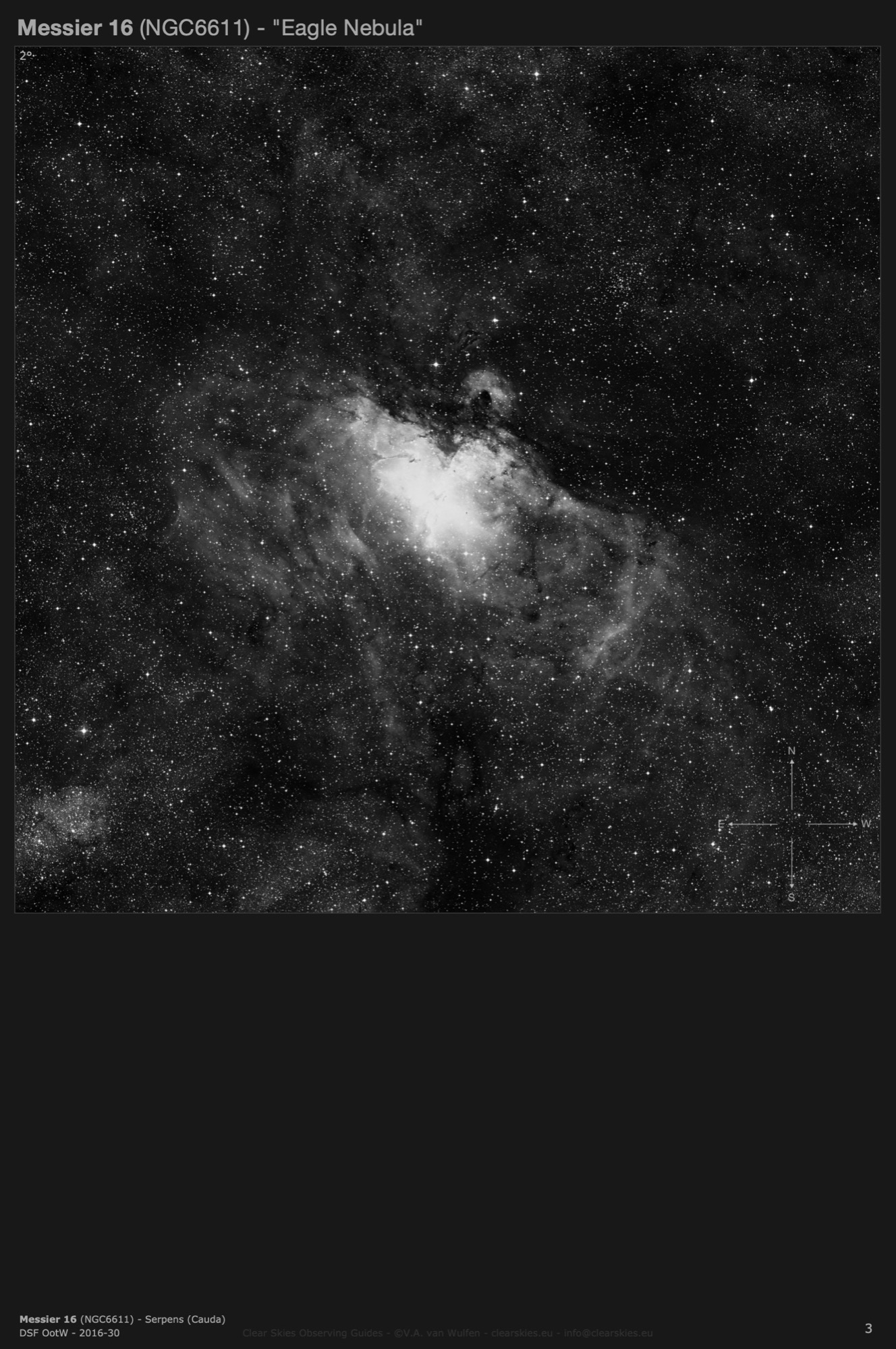Emission nebula Messier 16 (NGC6611) - the "Eagle Nebula" in Serpens (Cauda) Emission nebula Messier 16 (NGC6611) - the "Eagle Nebula" in Serpens (Cauda)