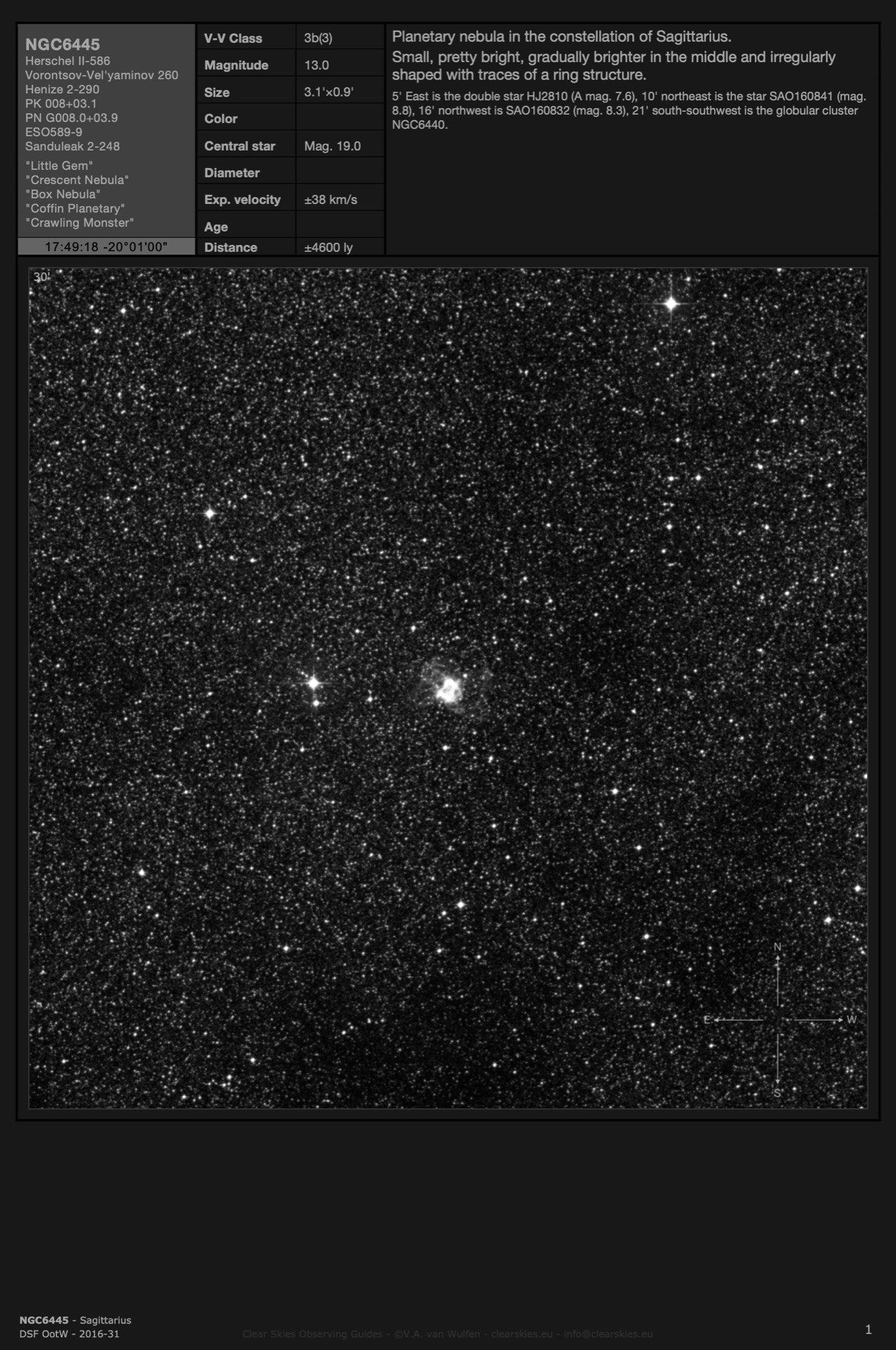 Planetary nebula NGC6445 - the "Little Gem" in Sagittarius Planetary nebula NGC6445 - the "Little Gem" in Sagittarius