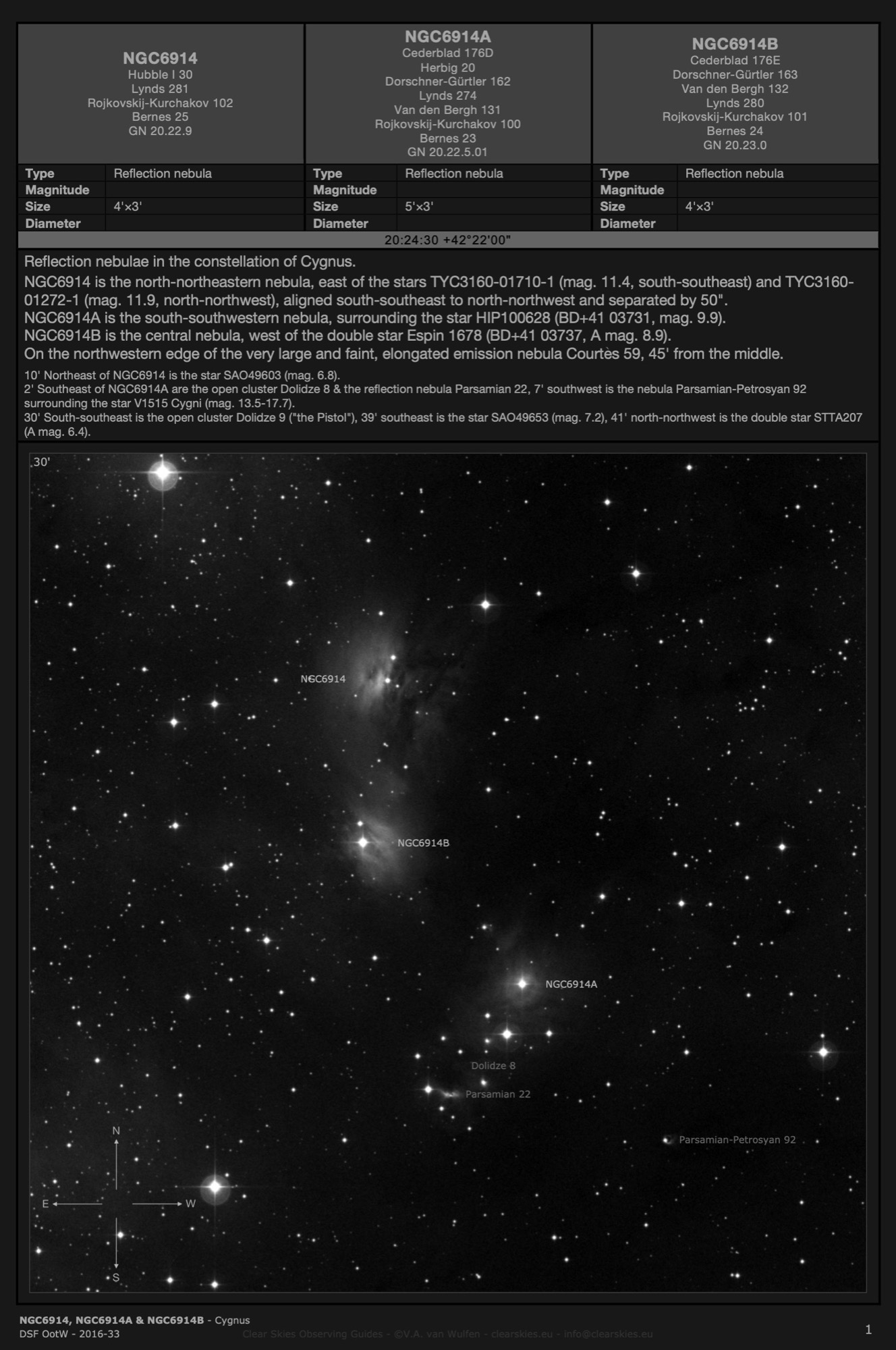Reflection nebulae NGC6914, NGC6914A & NGC6914B in Cygnus Reflection nebulae NGC6914, NGC6914A & NGC6914B in Cygnus