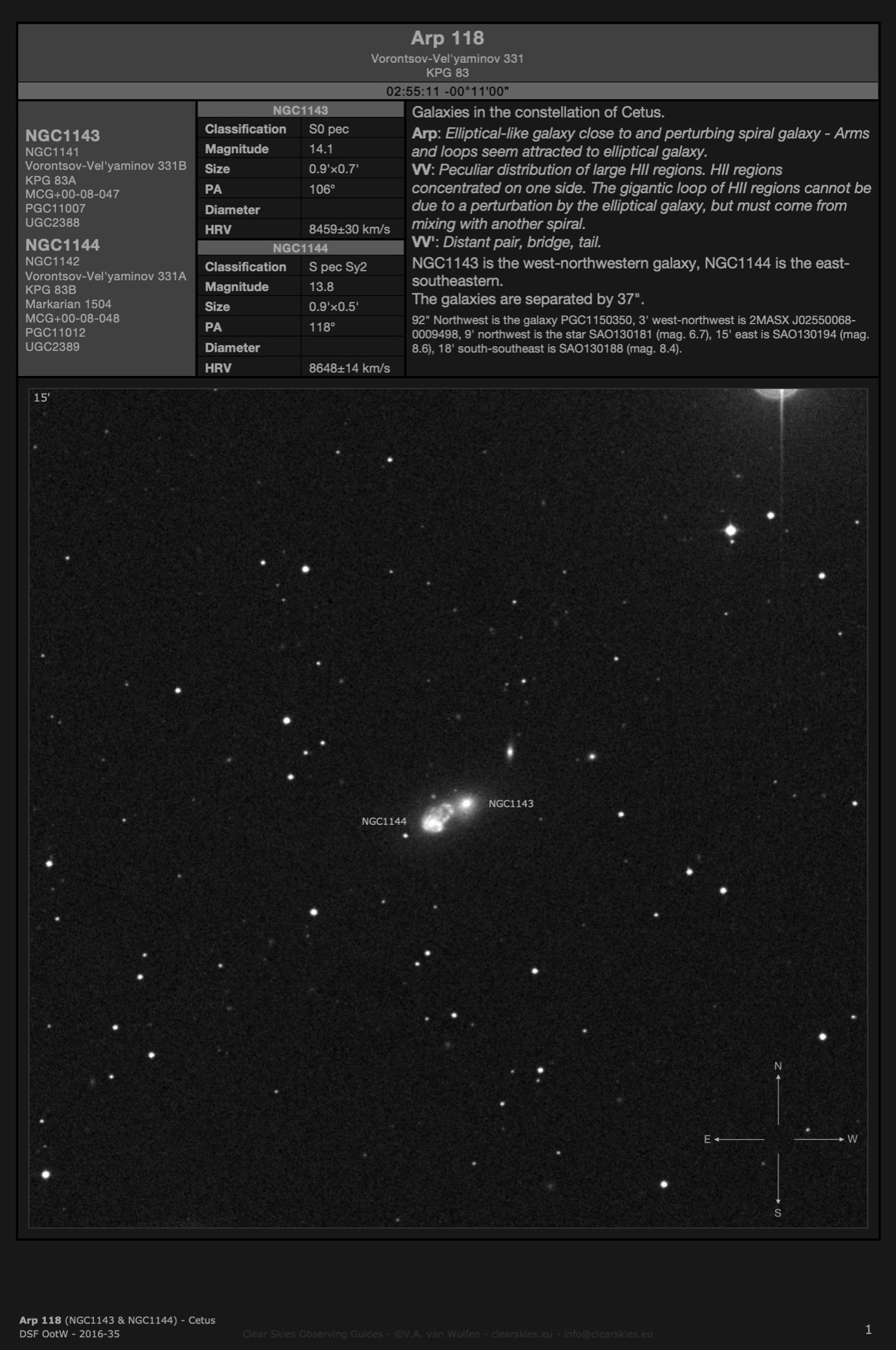 Galaxy pair Arp 118 (NGC1143 & NGC1144) in Cetus Galaxy pair Arp 118 (NGC1143 & NGC1144) in Cetus