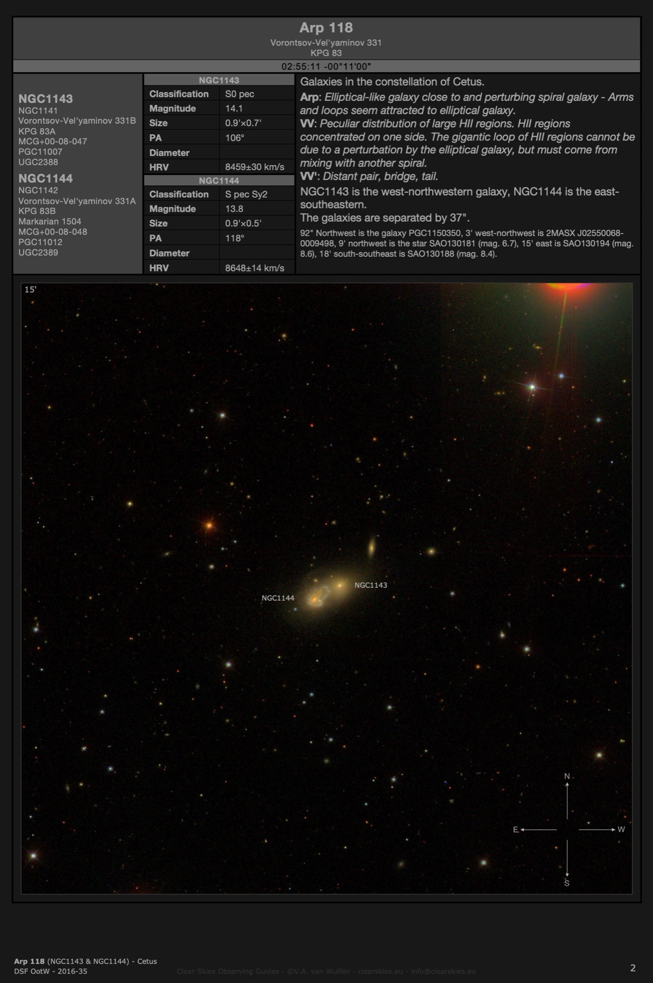 Galaxy pair Arp 118 (NGC1143 & NGC1144) in Cetus Galaxy pair Arp 118 (NGC1143 & NGC1144) in Cetus