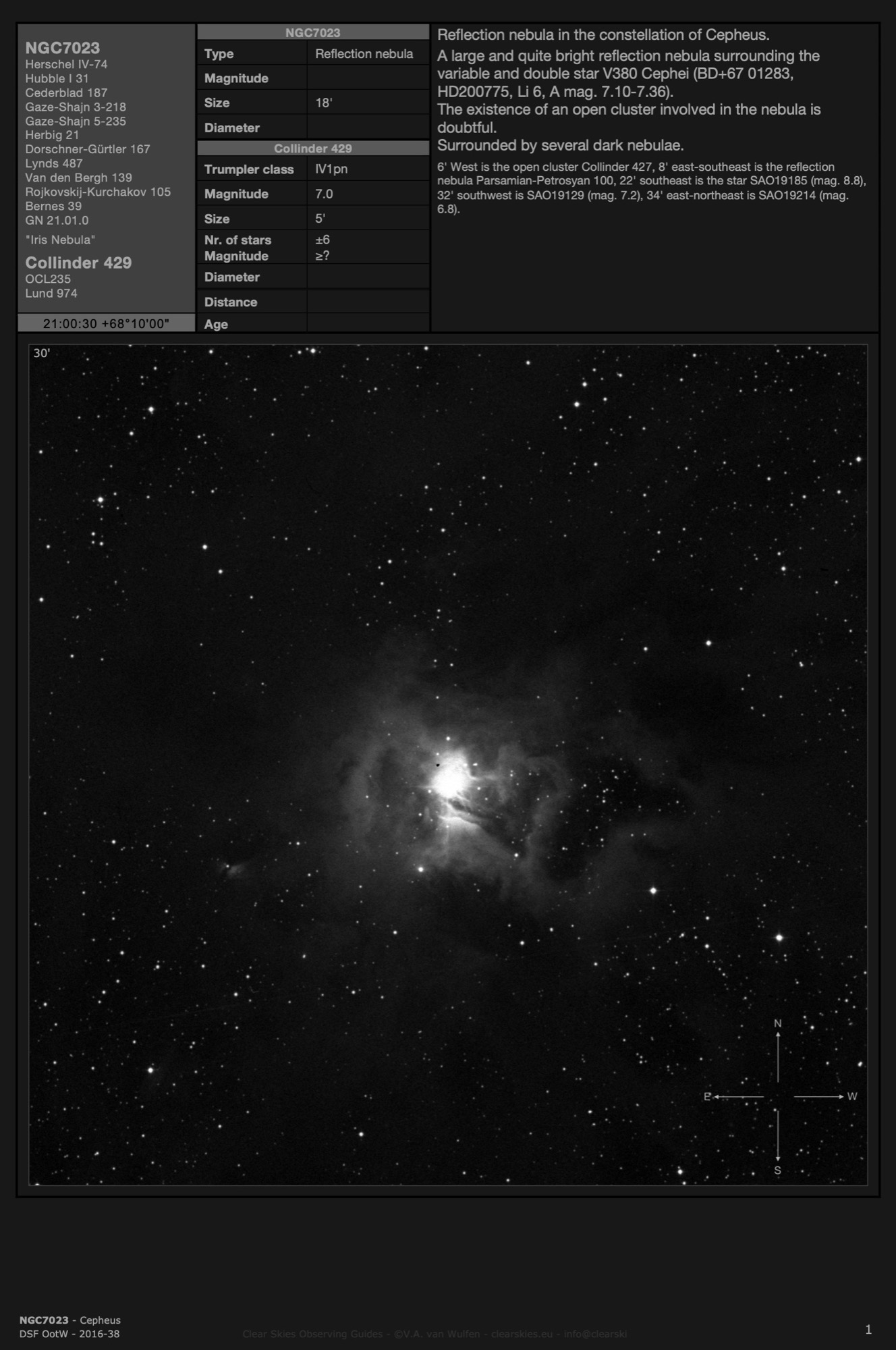 Reflection nebula NGC7023 - the "Iris Nebula" in Cepheus Reflection nebula NGC7023 - the "Iris Nebula" in Cepheus
