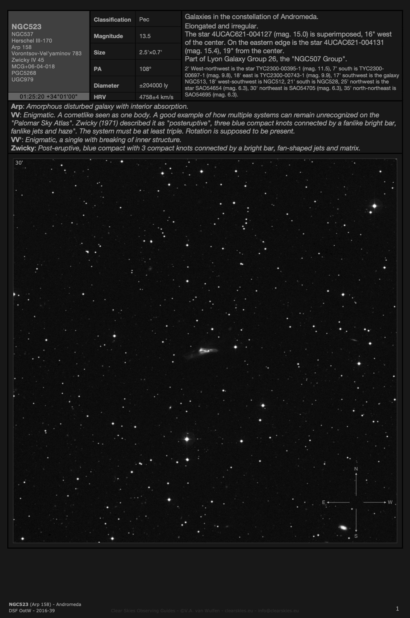 Galaxy NGC523 (Arp 158) in Andromeda Galaxy NGC523 (Arp 158) in Andromeda