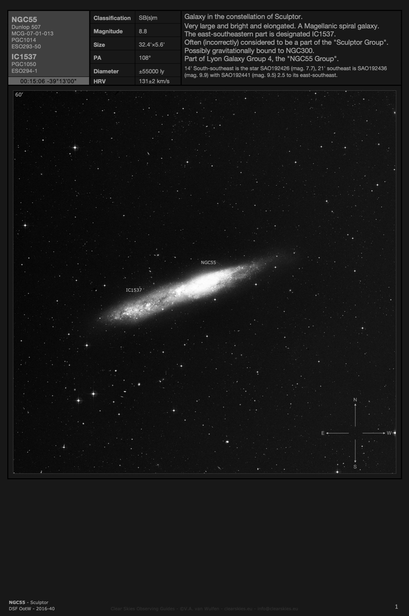 Galaxy NGC55 in Sculptor Galaxy NGC55 in Sculptor