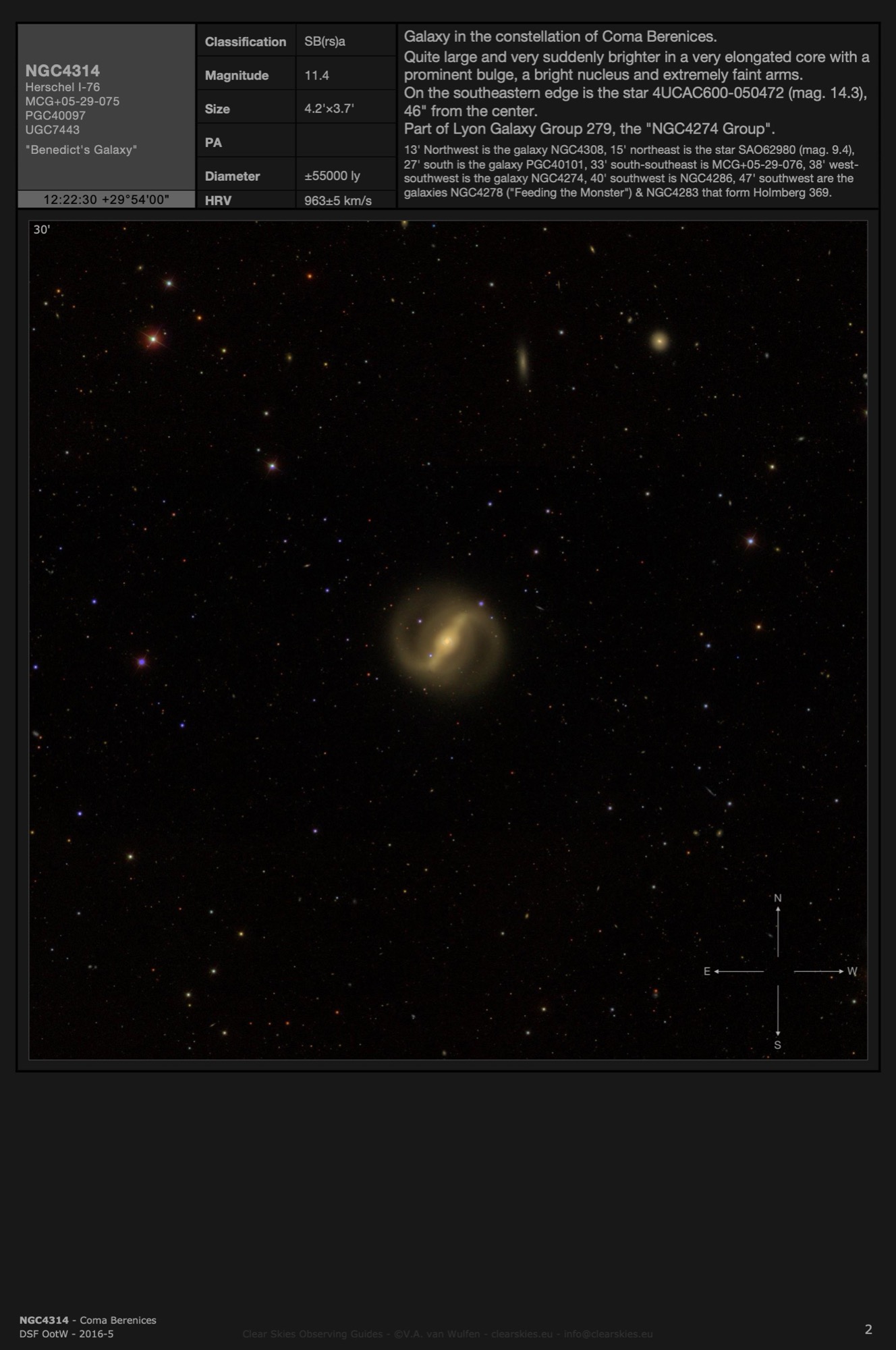 Galaxy NGC4314 - "Benedict's Galaxy" in Coma Berenices Galaxy NGC4314 - "Benedict's Galaxy" in Coma Berenices