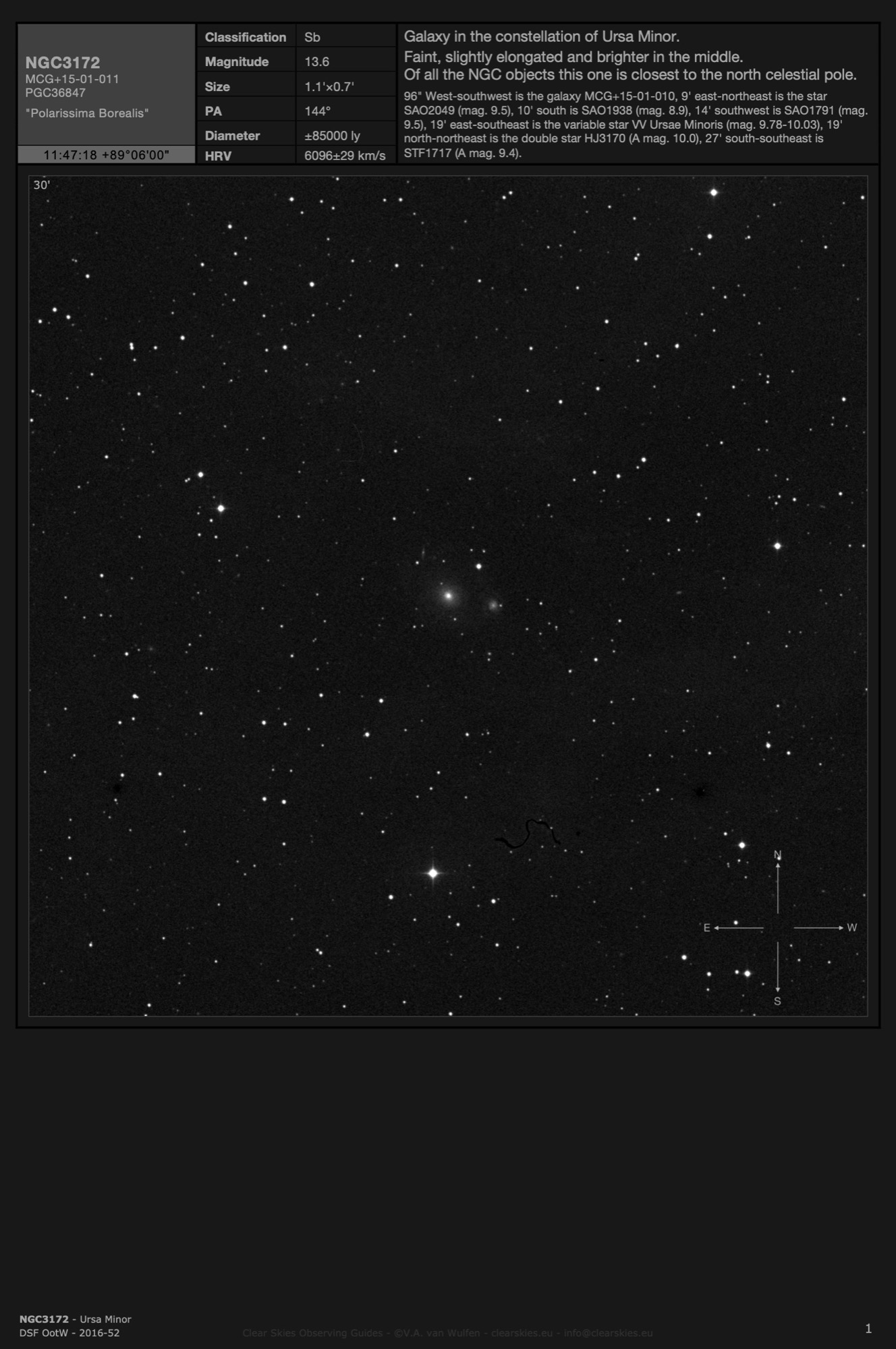 Galaxy NGC3172 - "Polarissima Borealis" in Ursa Minor Galaxy NGC3172 - "Polarissima Borealis" in Ursa Minor