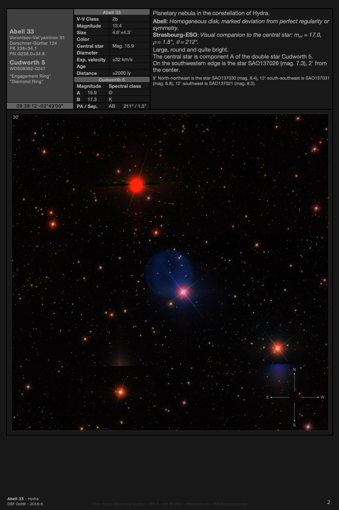 Planetary nebula Abell 33 (PK 238+34.1) - the "Engagement Ring" in Hydra Planetary nebula Abell 33 (PK 238+34.1) - the "Engagement Ring" in Hydra