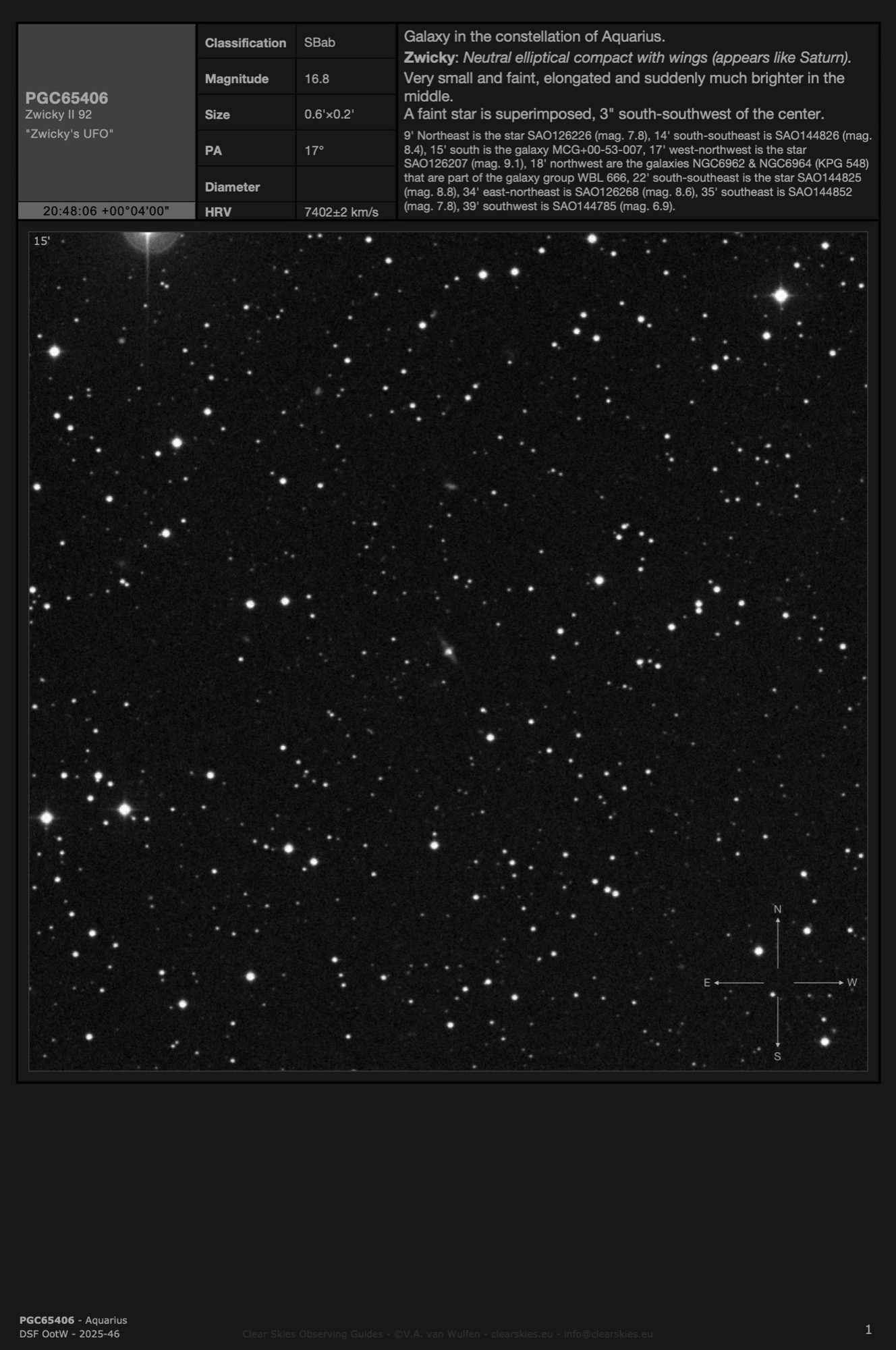 Galaxy PGC65406 - "Zwicky's UFO" in Aquarius Galaxy PGC65406 - "Zwicky's UFO" in Aquarius