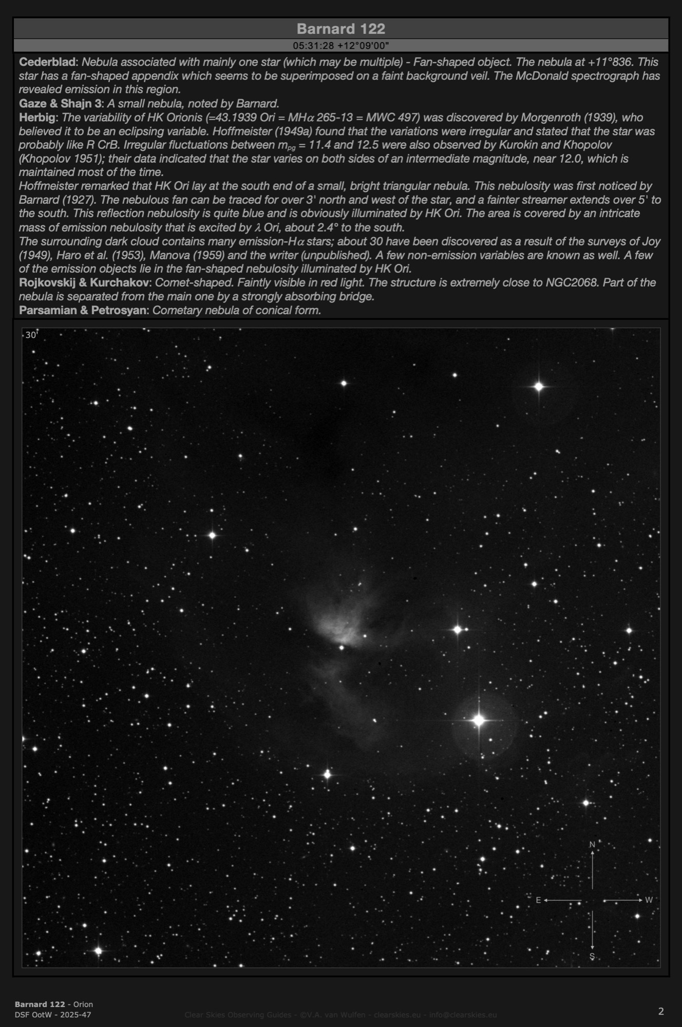 Reflection nebula Barnard 122 in Orion