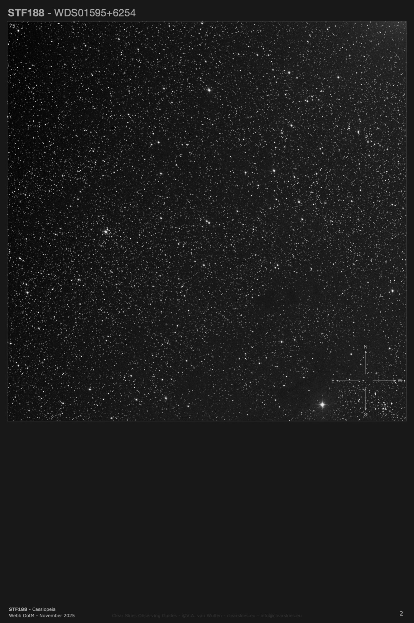 Double star STF188 (WDS01595+6254) in Cassiopeia Double star STF188 (WDS01595+6254) in Cassiopeia