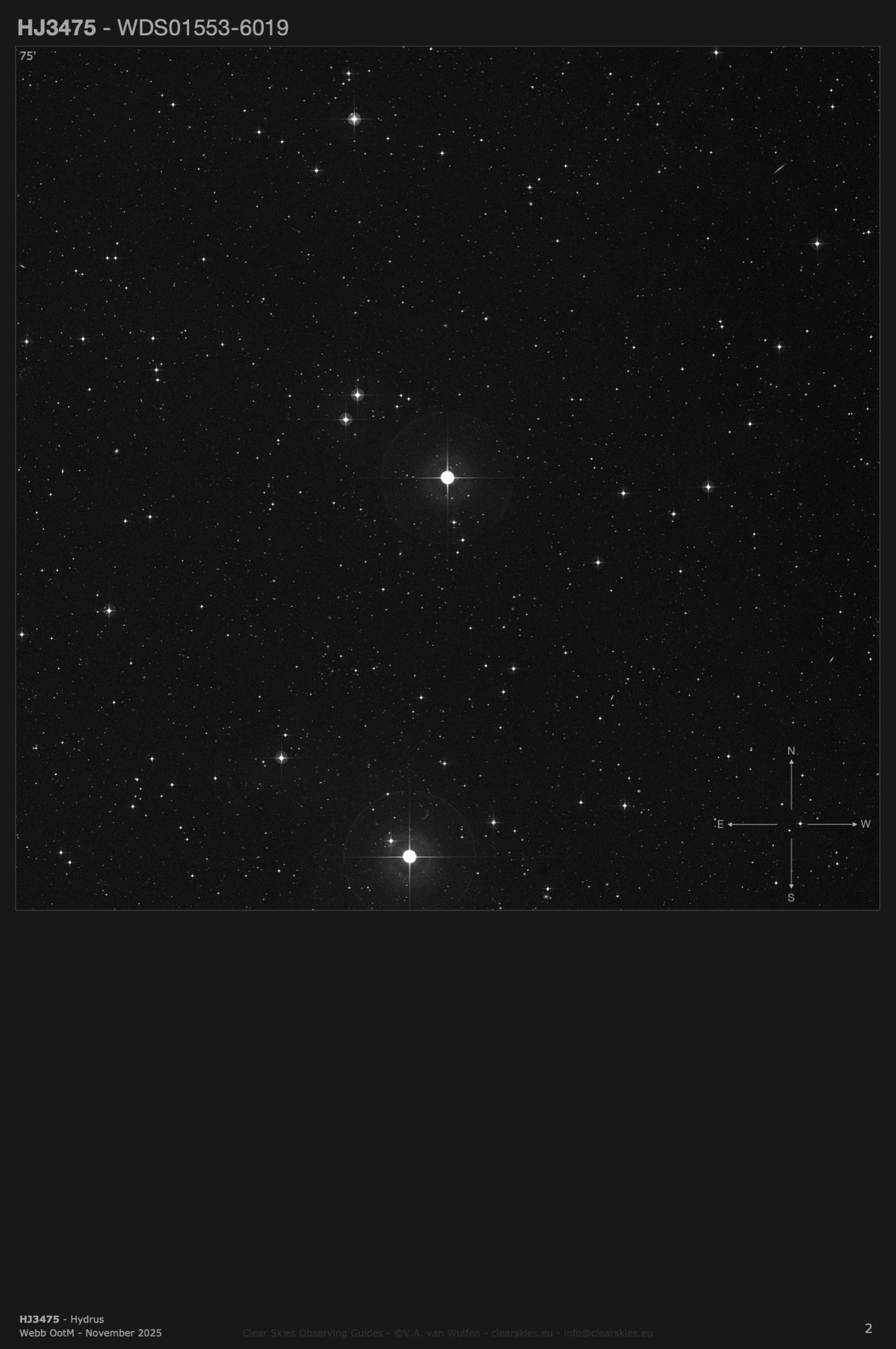 Double star HJ3475 (WDS01553-6019) in Hydrus Double star HJ3475 (WDS01553-6019) in Hydrus