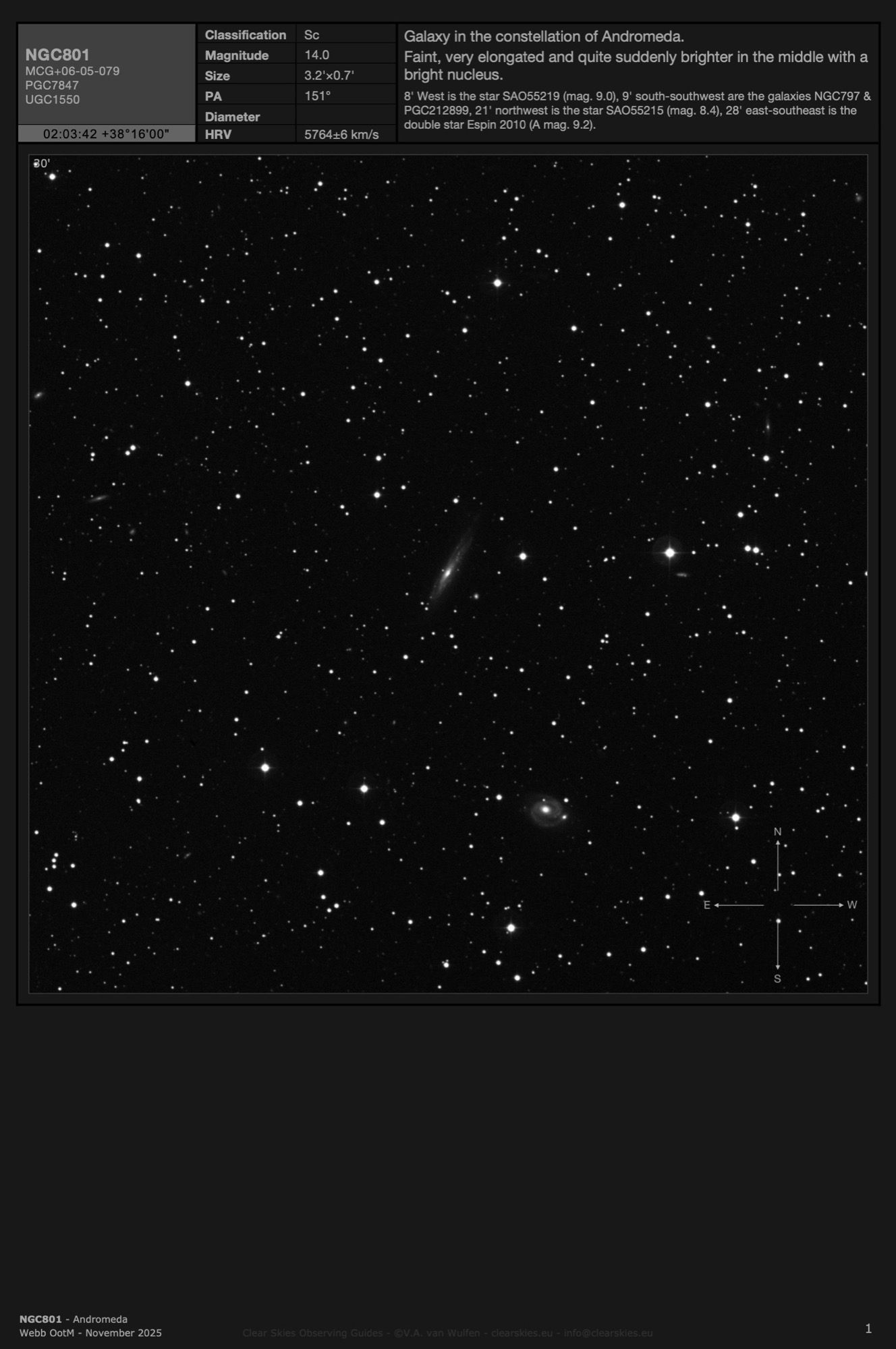 Galaxy NGC801 in Andromeda Galaxy NGC808 in Andromeda