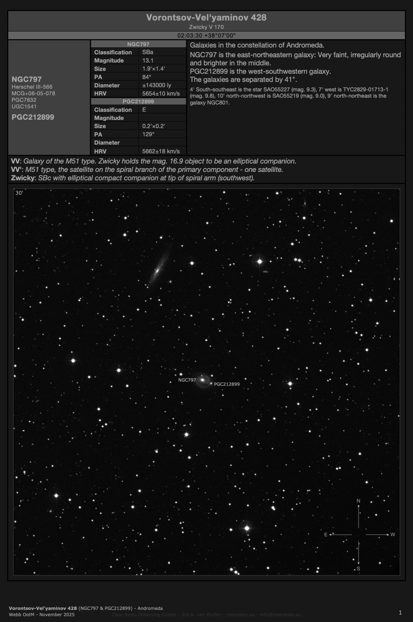 Galaxy pair Vorontsov-Vel'yaminov 428 (NGC797 & PGC212899) in Andromeda Galaxy pair Vorontsov-Vel'yaminov 428 (NGC797 & PGC212899) in Andromeda
