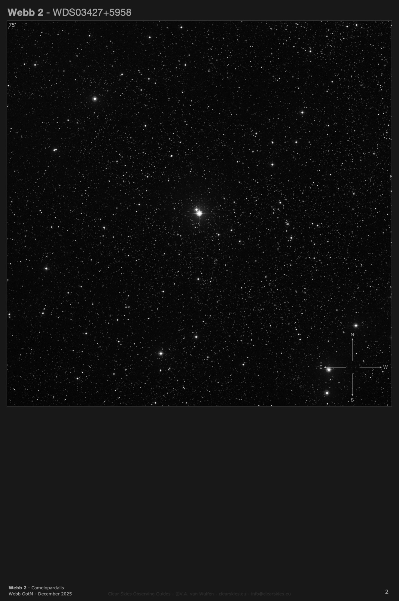 Webb 2 (WDS03427+5958) in Camelopardalis Webb 2 (WDS03427+5958) in Camelopardalis