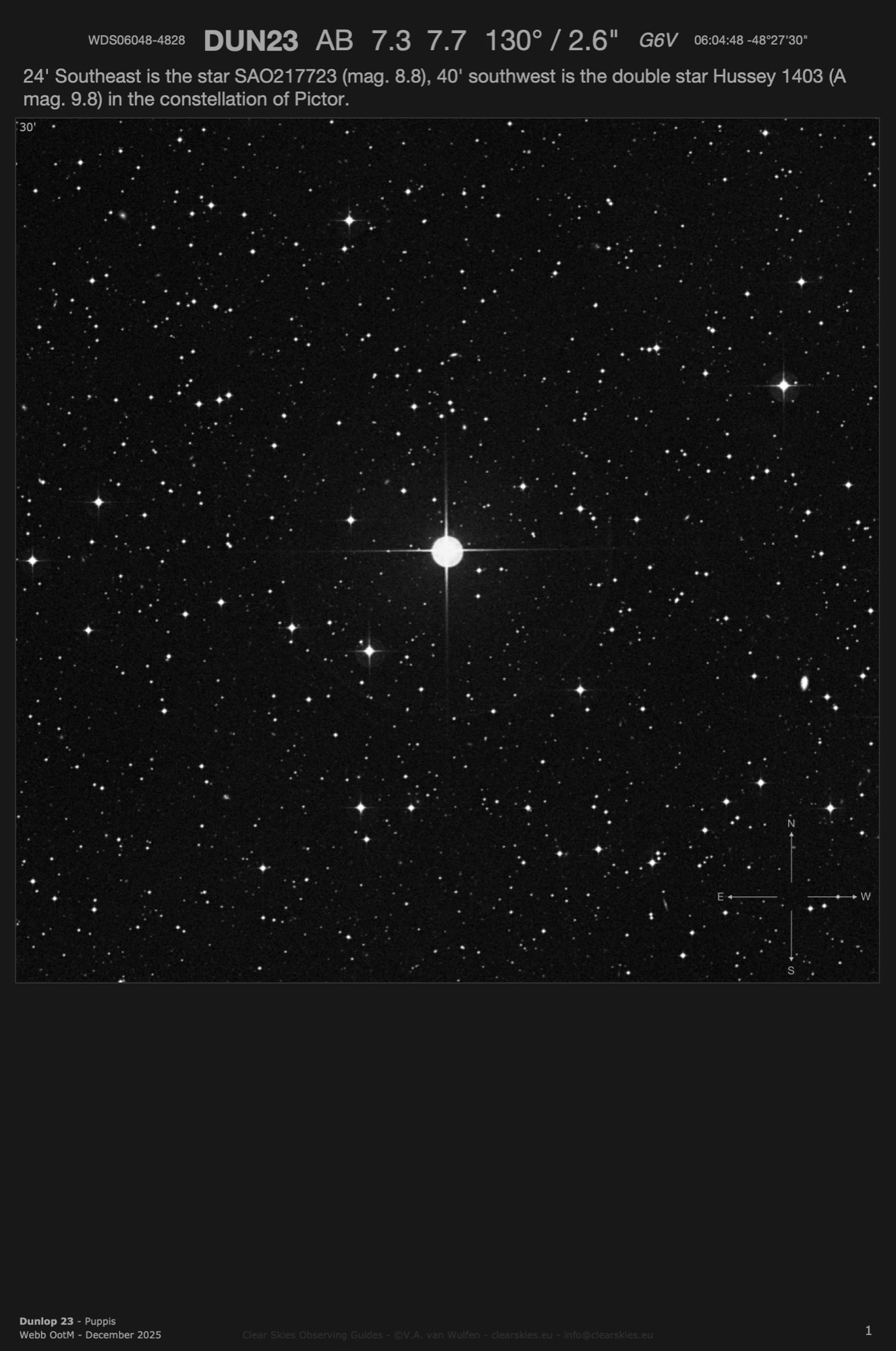 Dunlop 23 (WDS06048-4828) in Puppis Dunlop 23 (WDS06048-4828) in Puppis