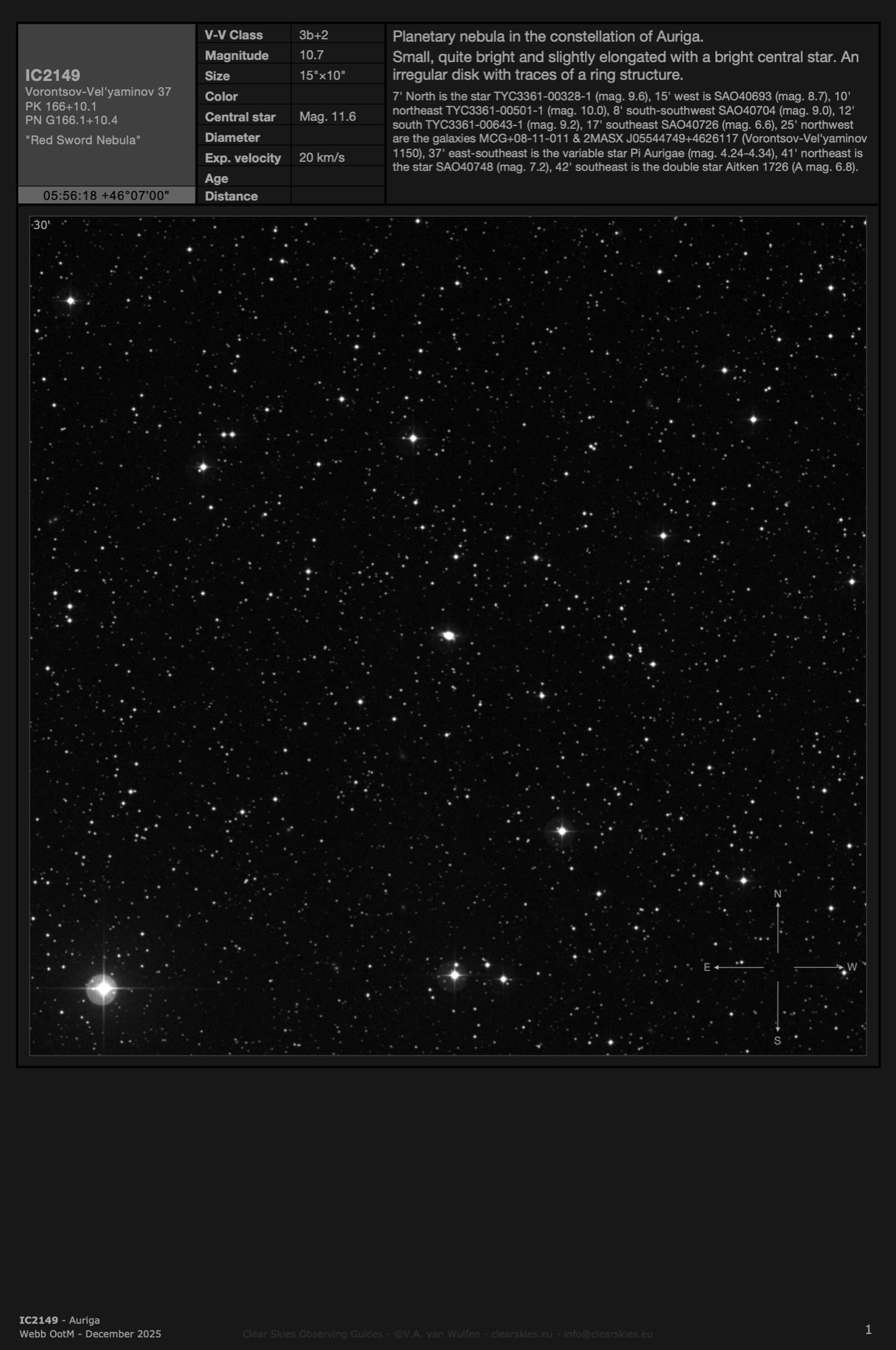 Planetary nebula IC2149 - the "Red Sword Nebula" in Auriga Planetary nebula IC2149 - the "Red Sword Nebula" in Auriga