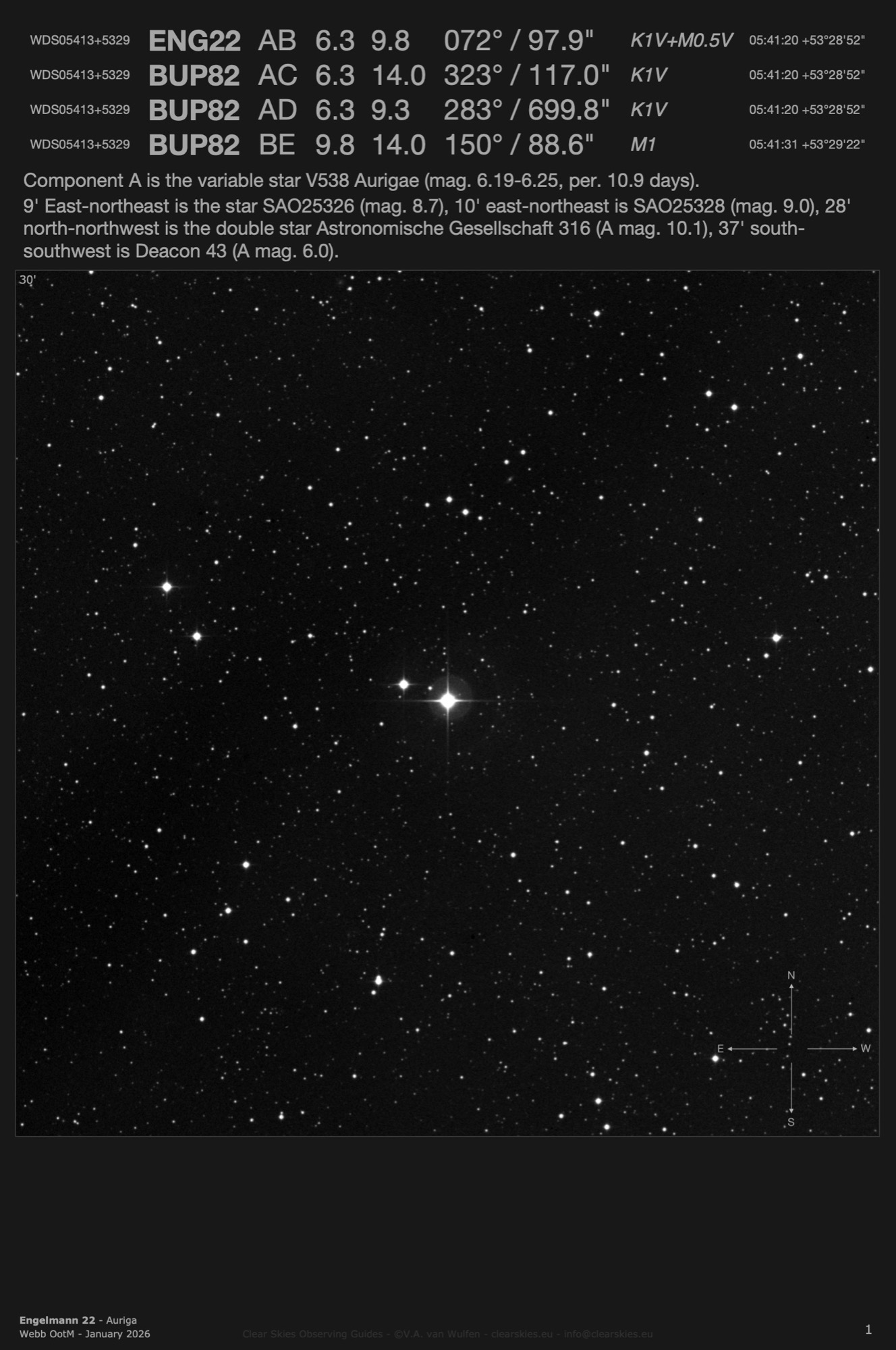 Double star Engelmann 22 (WDS05413+5329) in Auriga Double star Engelmann 22 (WDS05413+5329) in Auriga